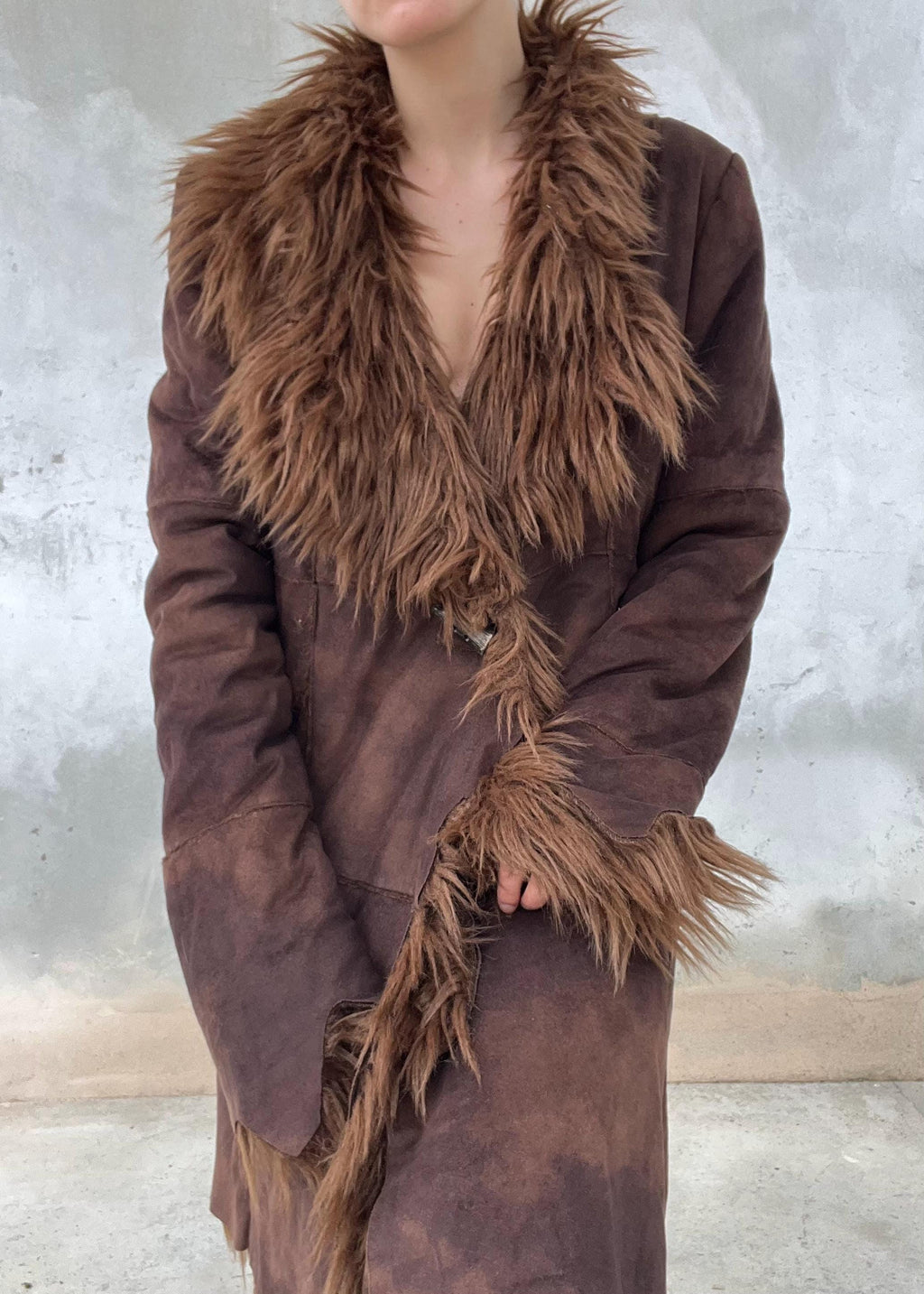 Cappotto finta pelliccia anni '90 marrone