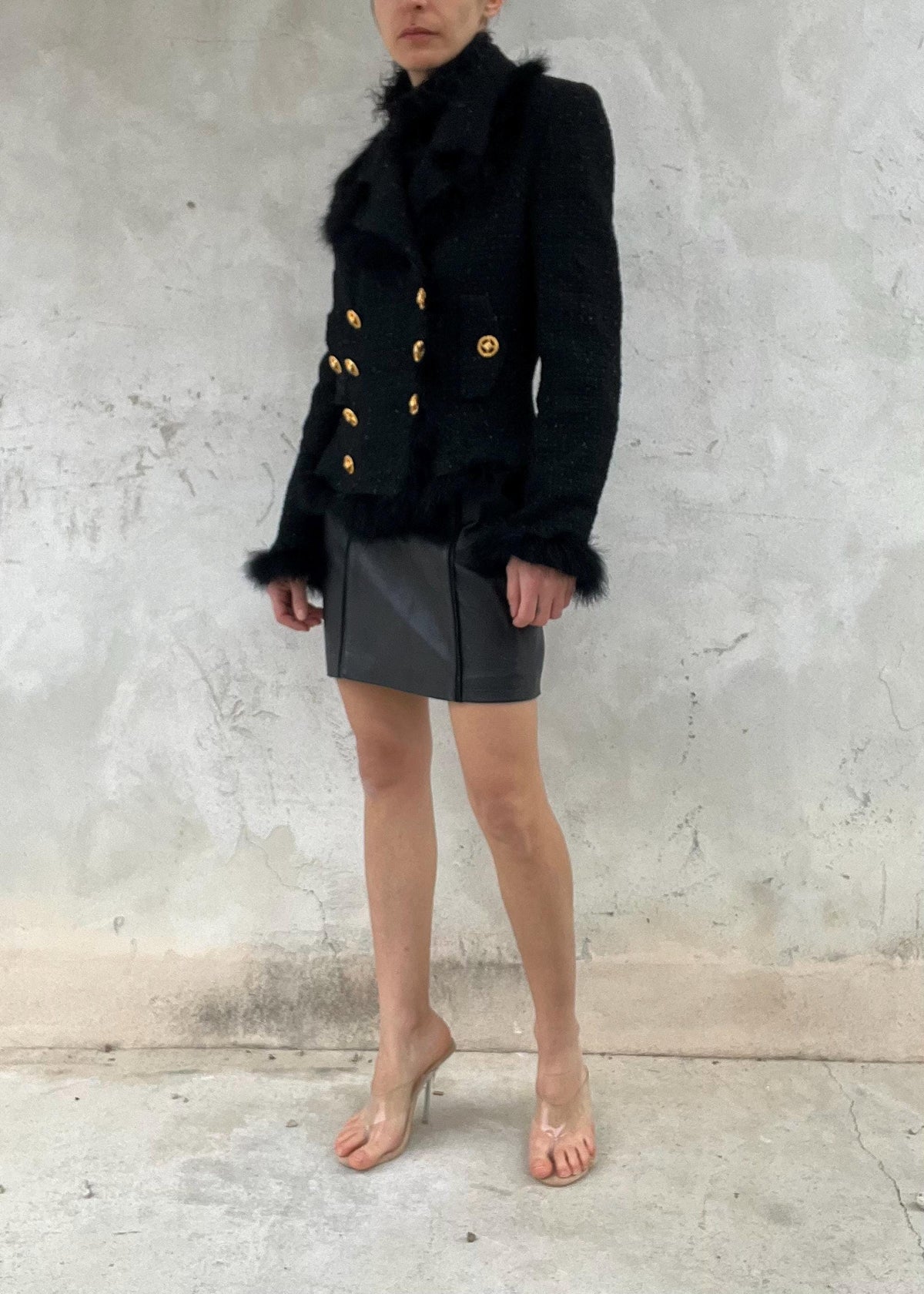 Gonna Mini Vintage in Vera Pelle Nera