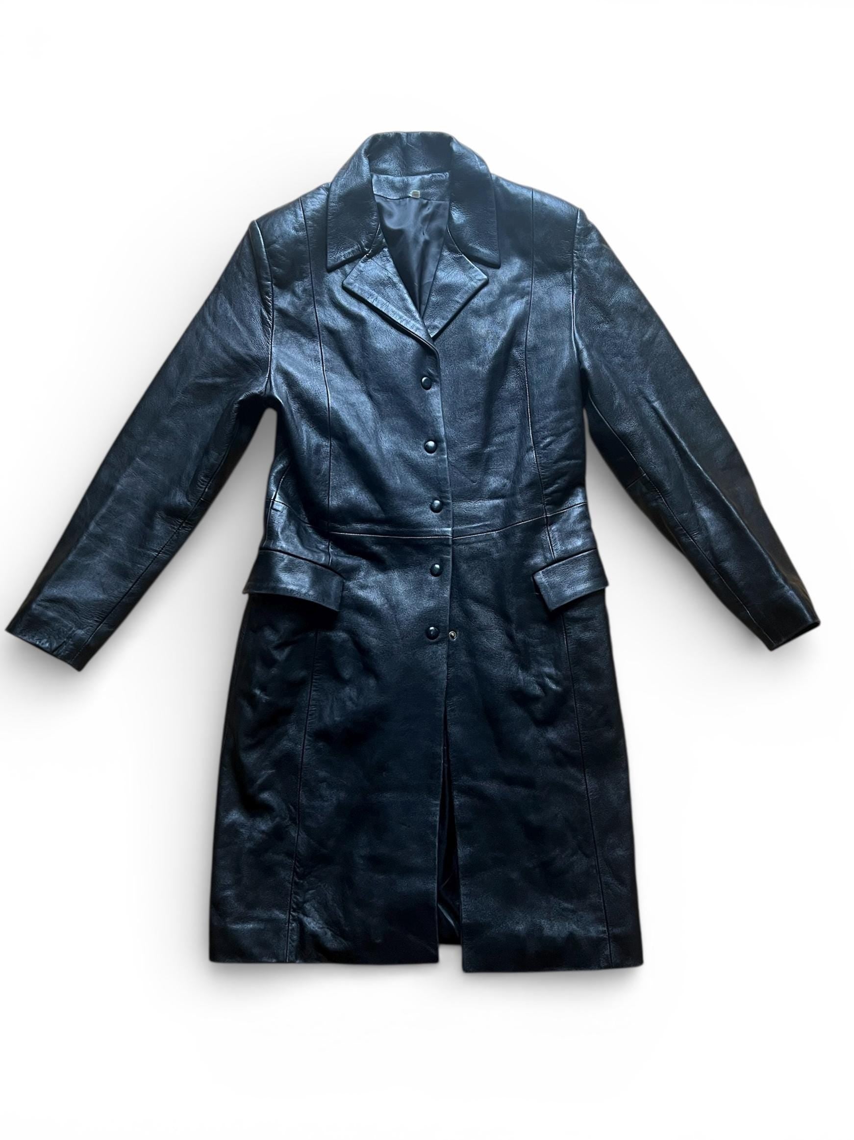 Trench Vintage in Pelle Nera Anni '90
