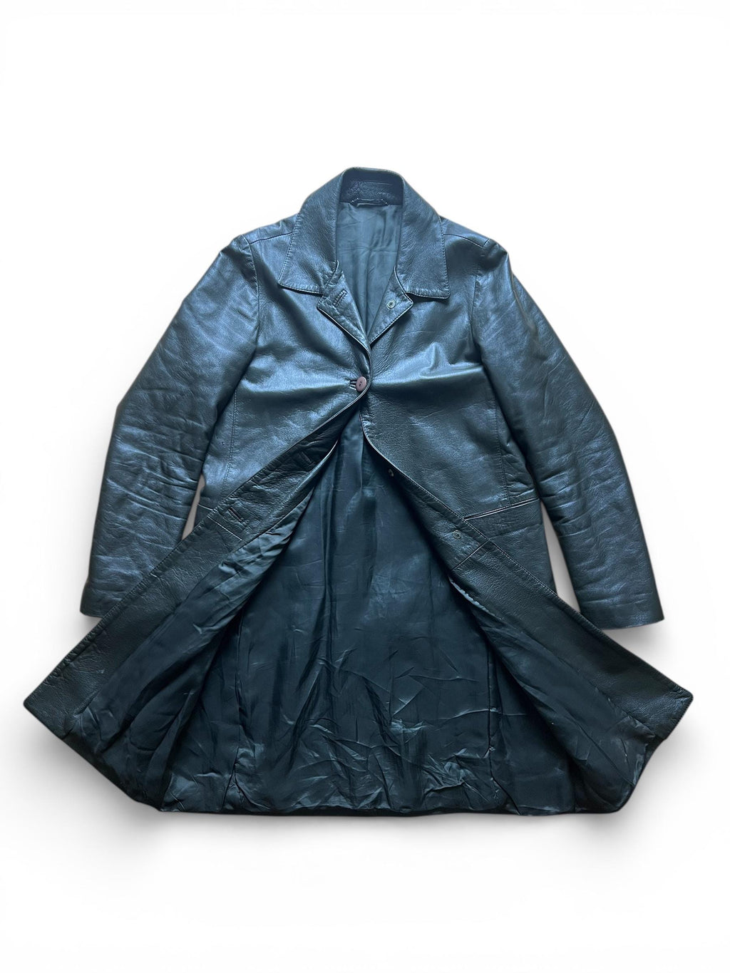 Trench Vintage in Pelle Verde Scuro