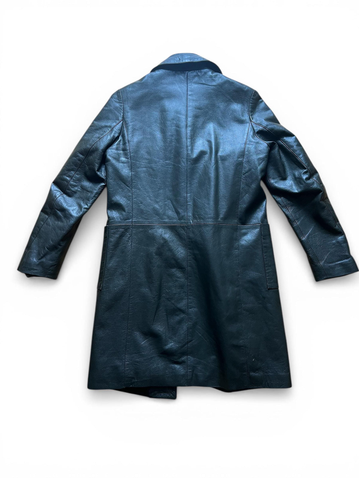 Trench Vintage in Pelle Verde Scuro