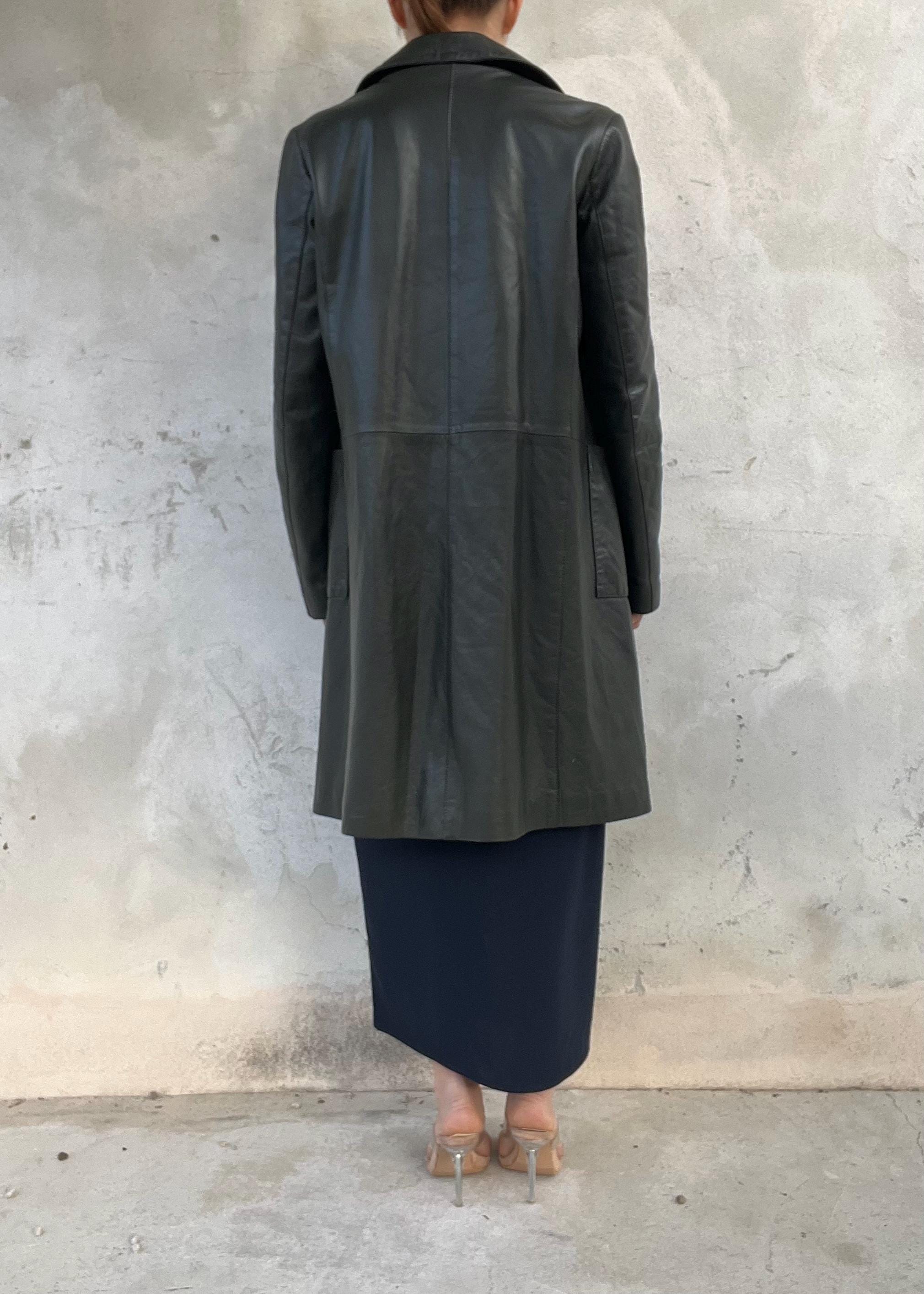 Trench Vintage in Pelle Verde Scuro