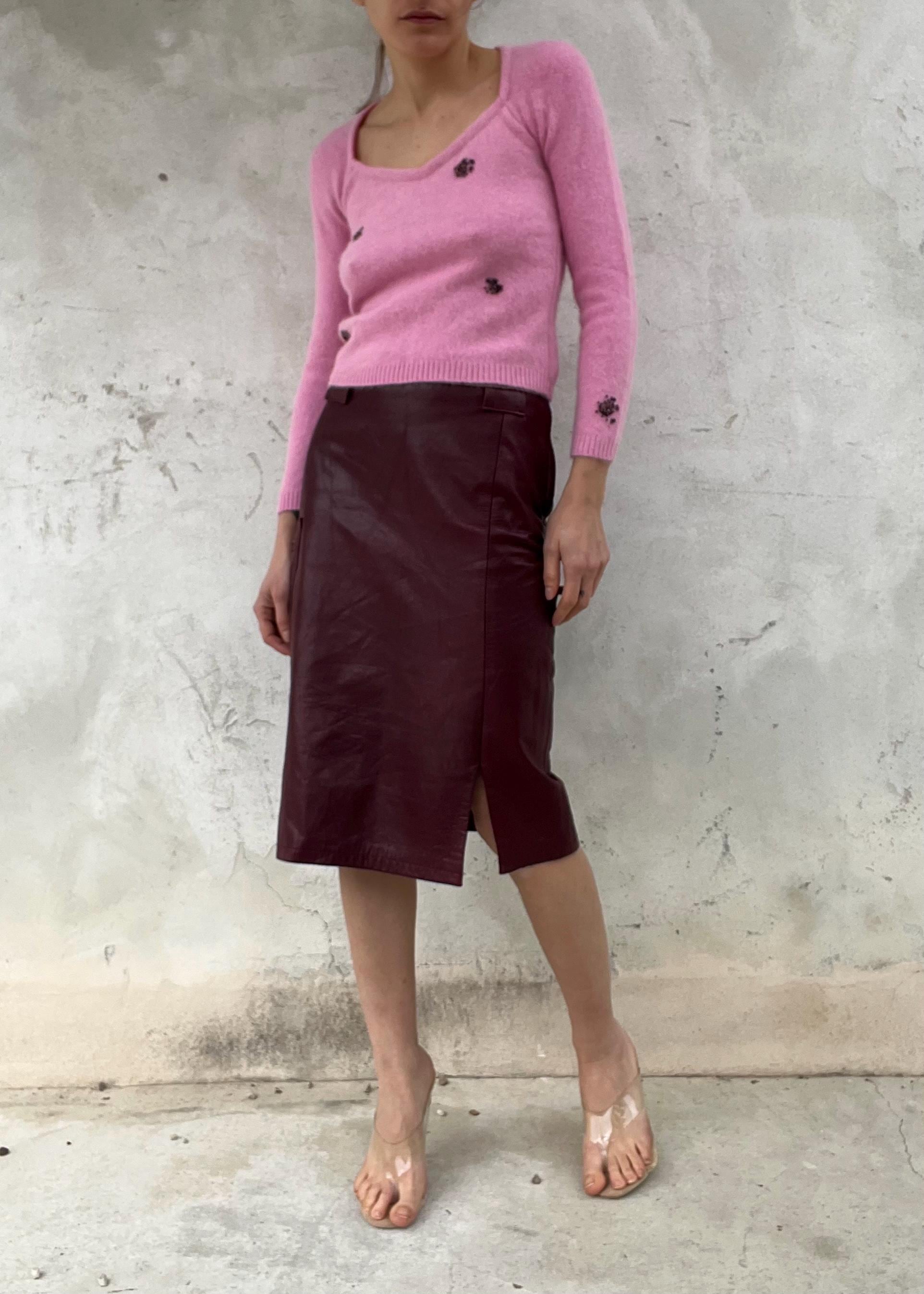 Maglioncino vintage Celine B in angora rosa