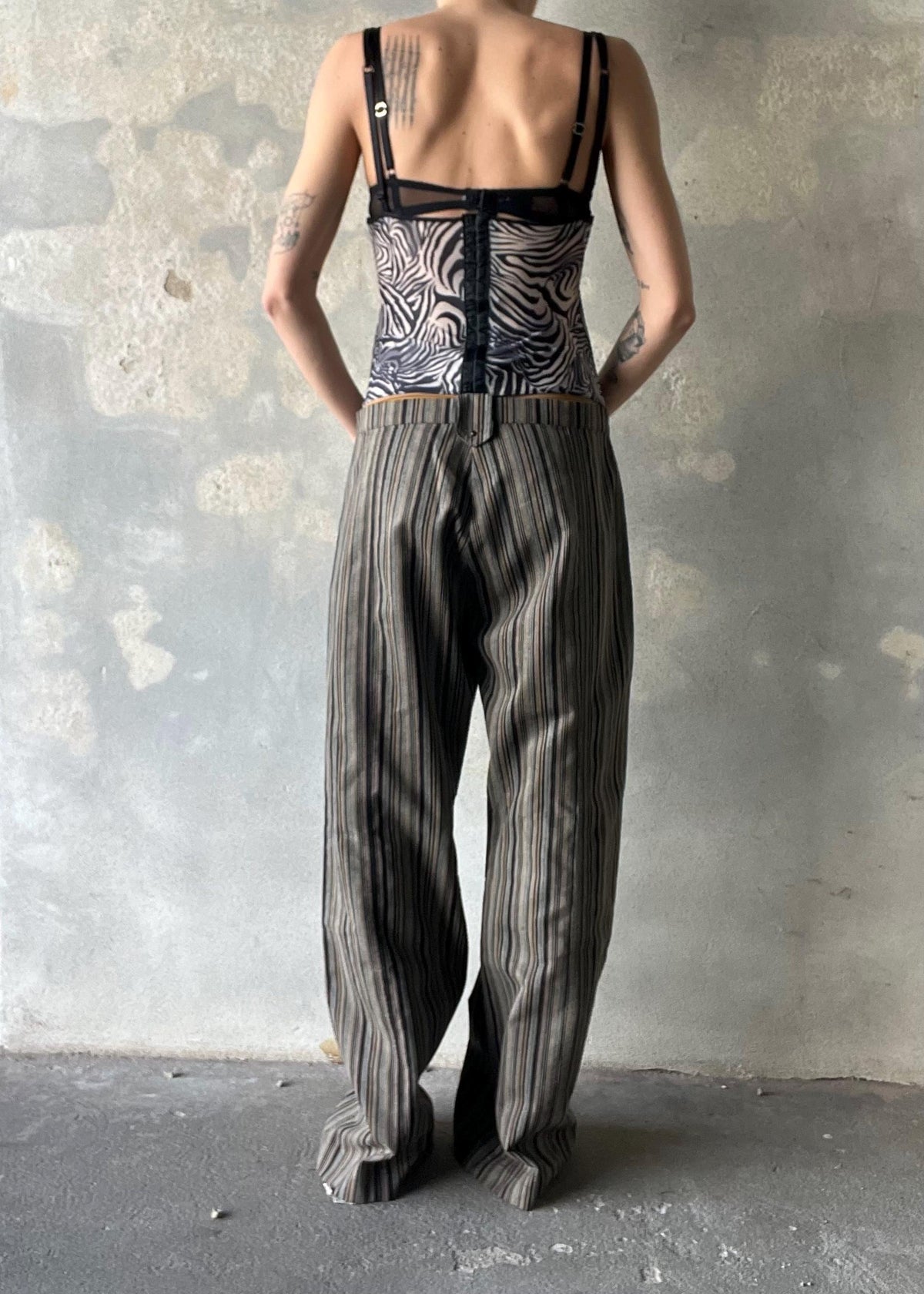 Corsetto stampa zebrata Y2K, bustier vintage animalier