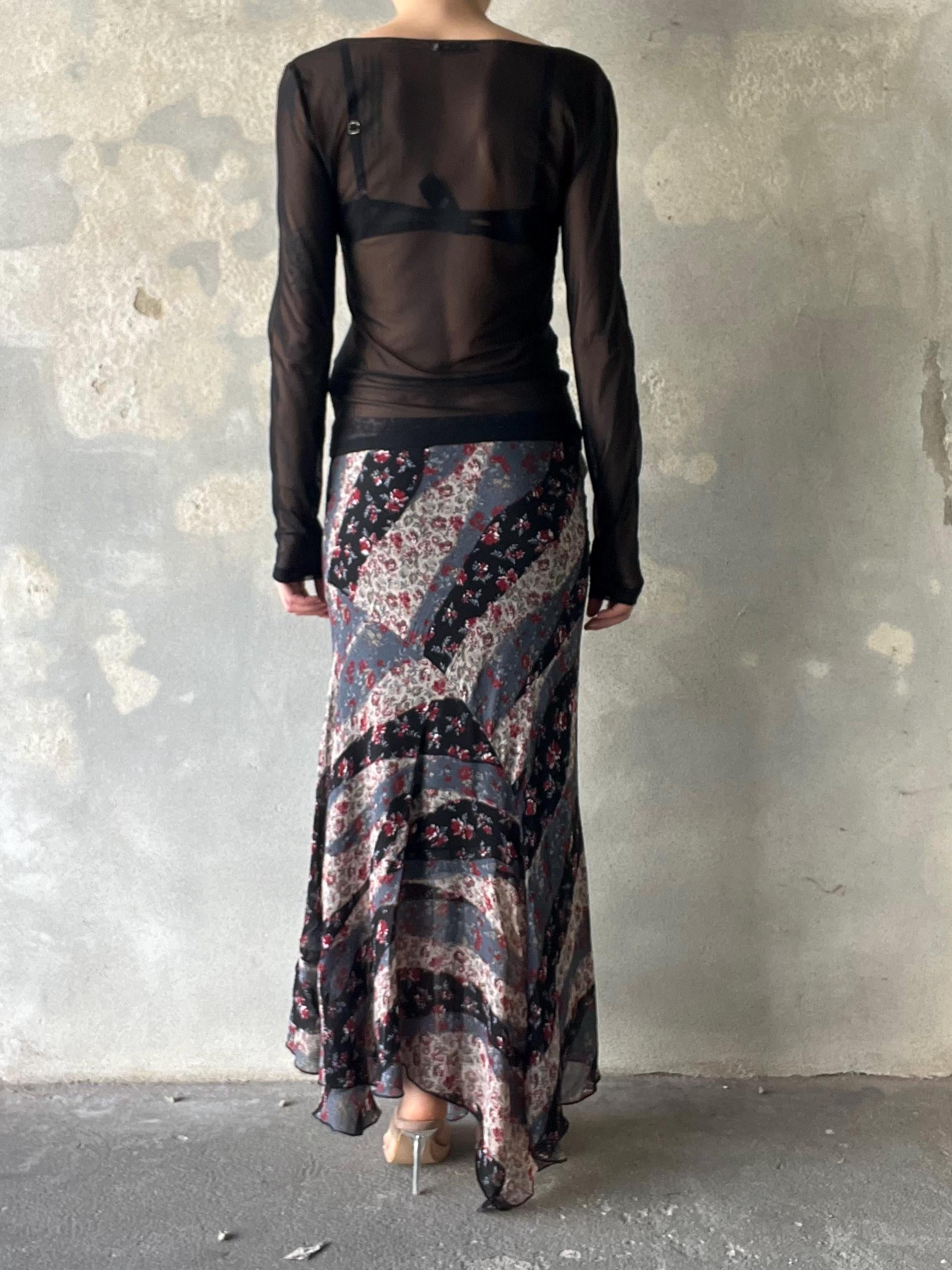 Gonna lunga floreale vintage, gonna fluida stile boho anni 2000