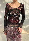 Top mesh trasparente stampato stile gothic Y2K