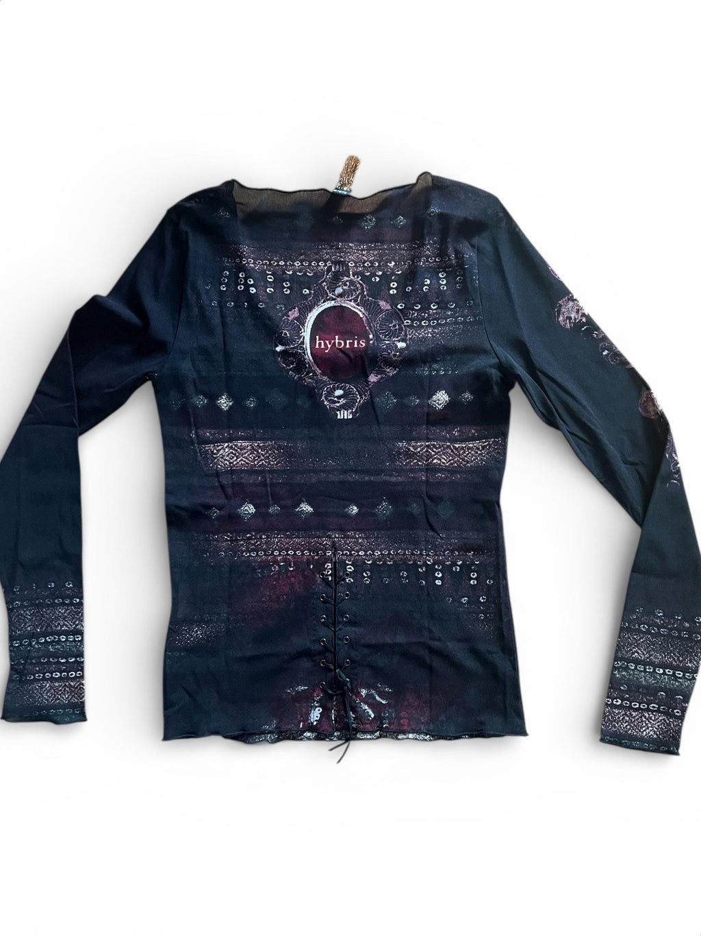 Top mesh trasparente stampato stile gothic Y2K