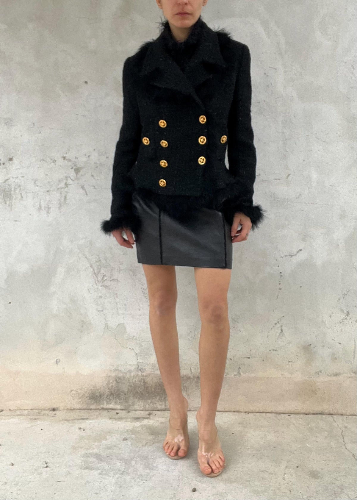 Gonna Mini Vintage in Vera Pelle Nera