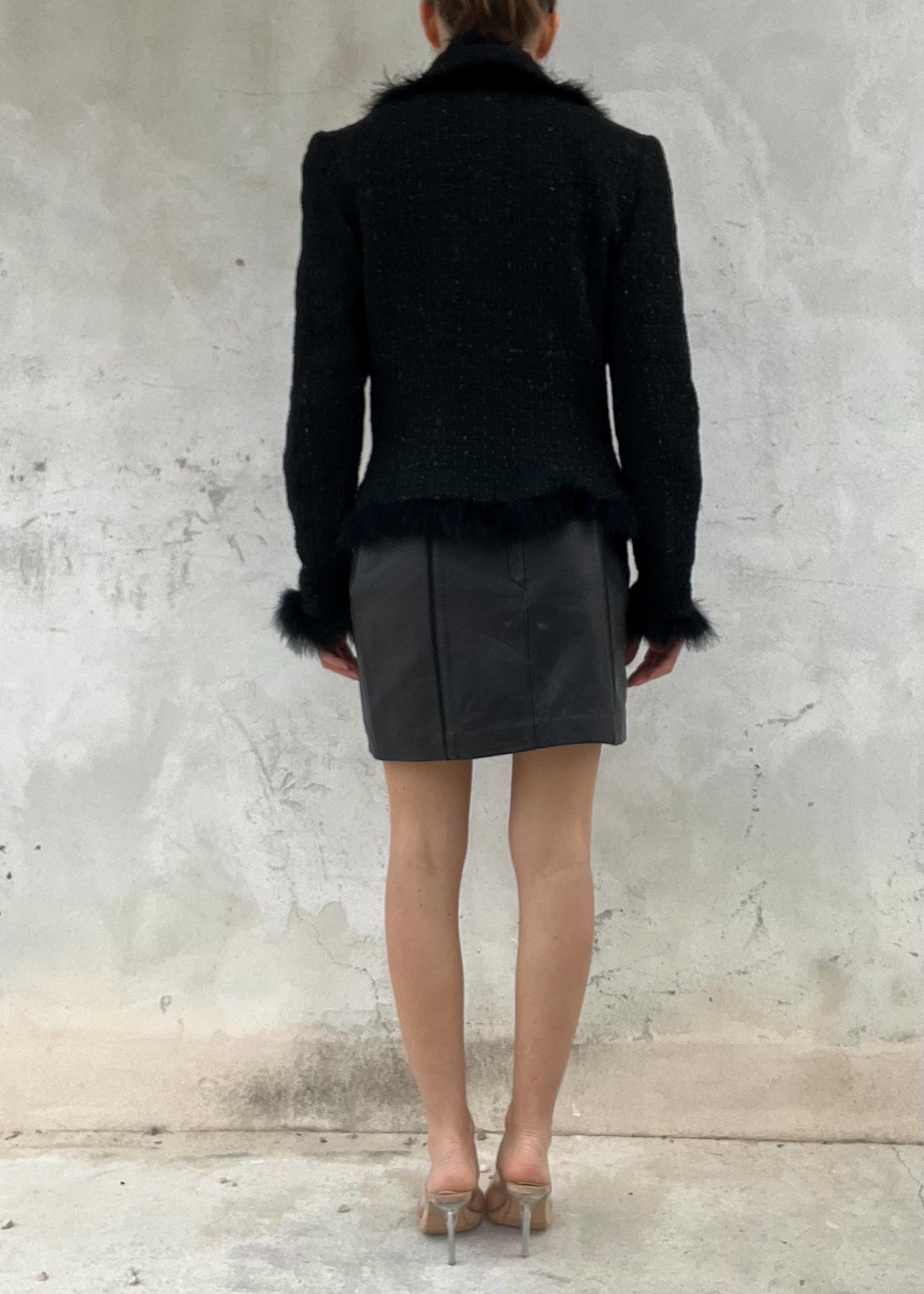Gonna Mini Vintage in Vera Pelle Nera
