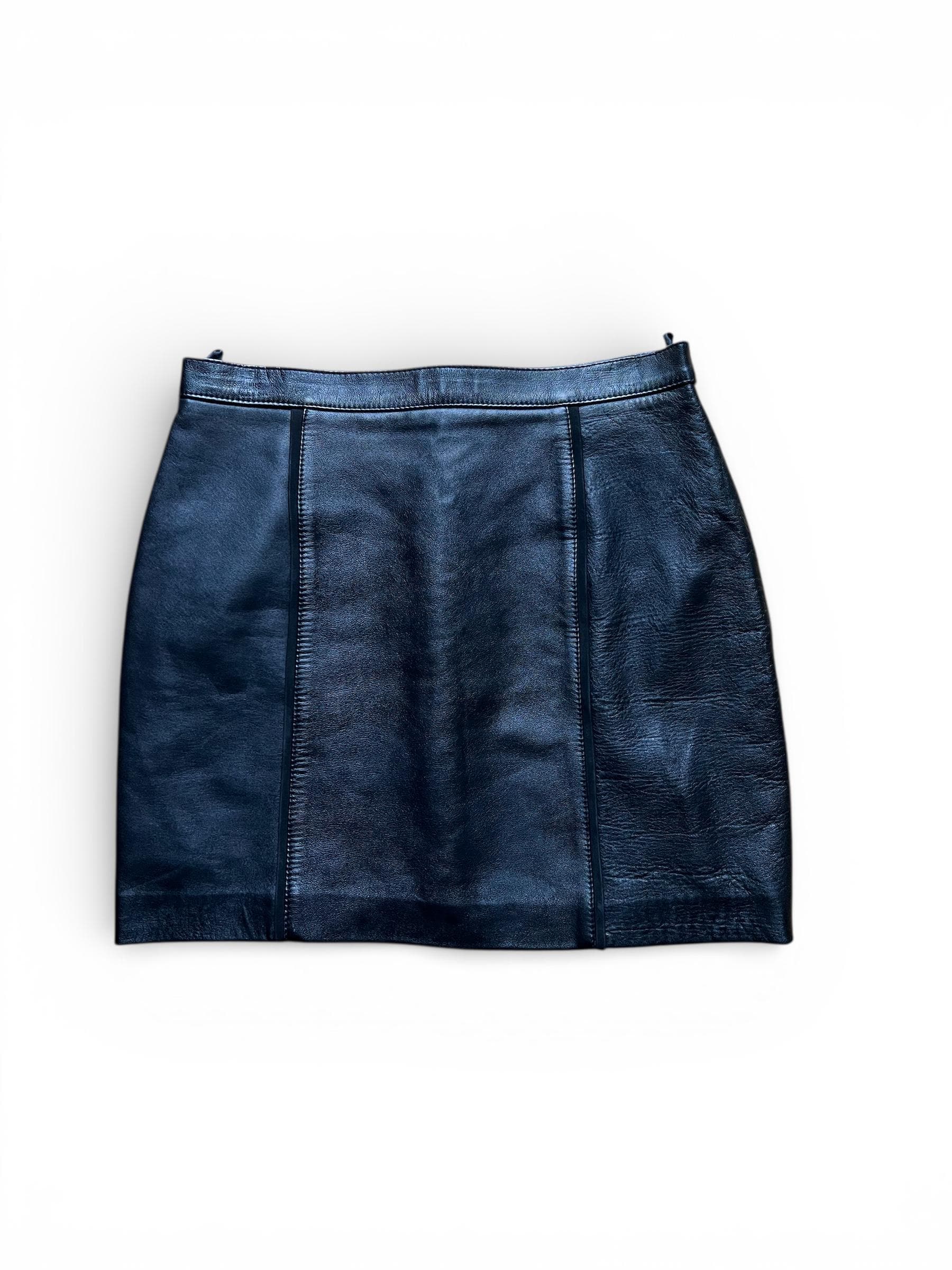 Gonna Mini Vintage in Vera Pelle Nera