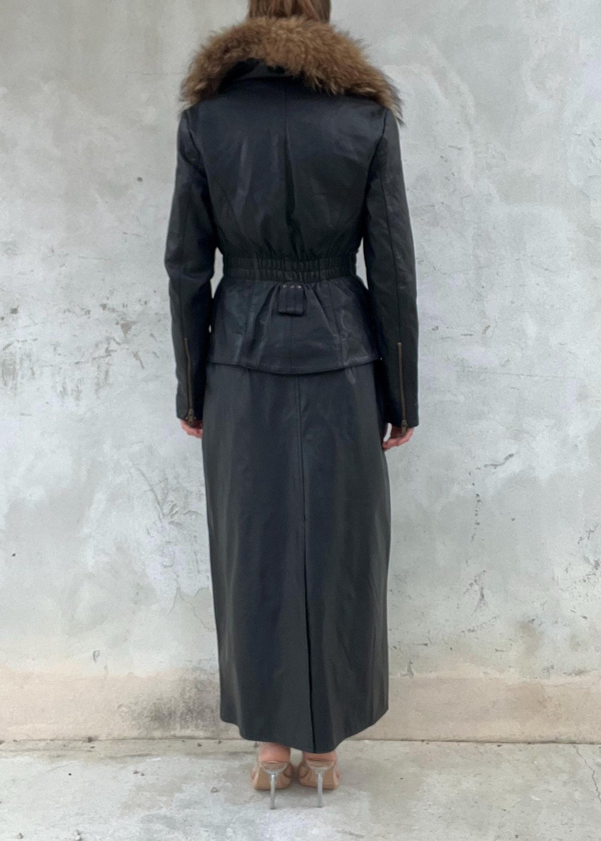 Gonna Lunga Vintage in Eco Pelle Nera