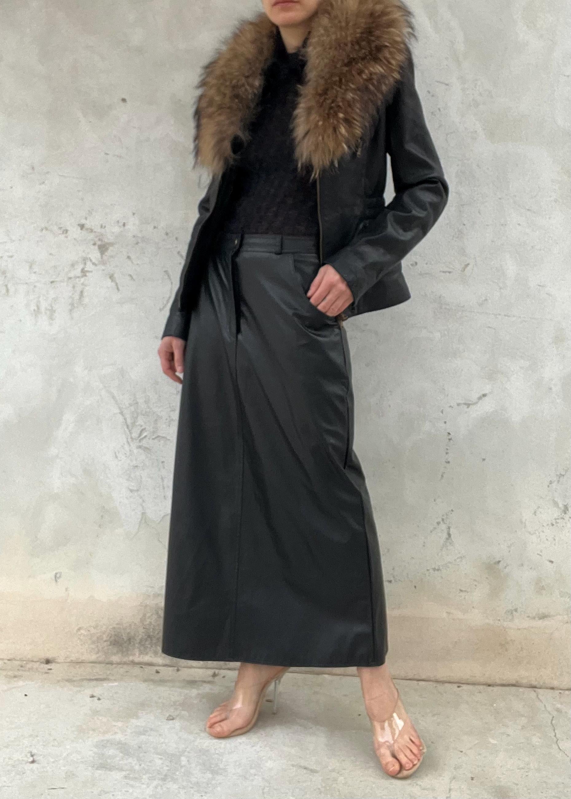 Gonna Lunga Vintage in Eco Pelle Nera