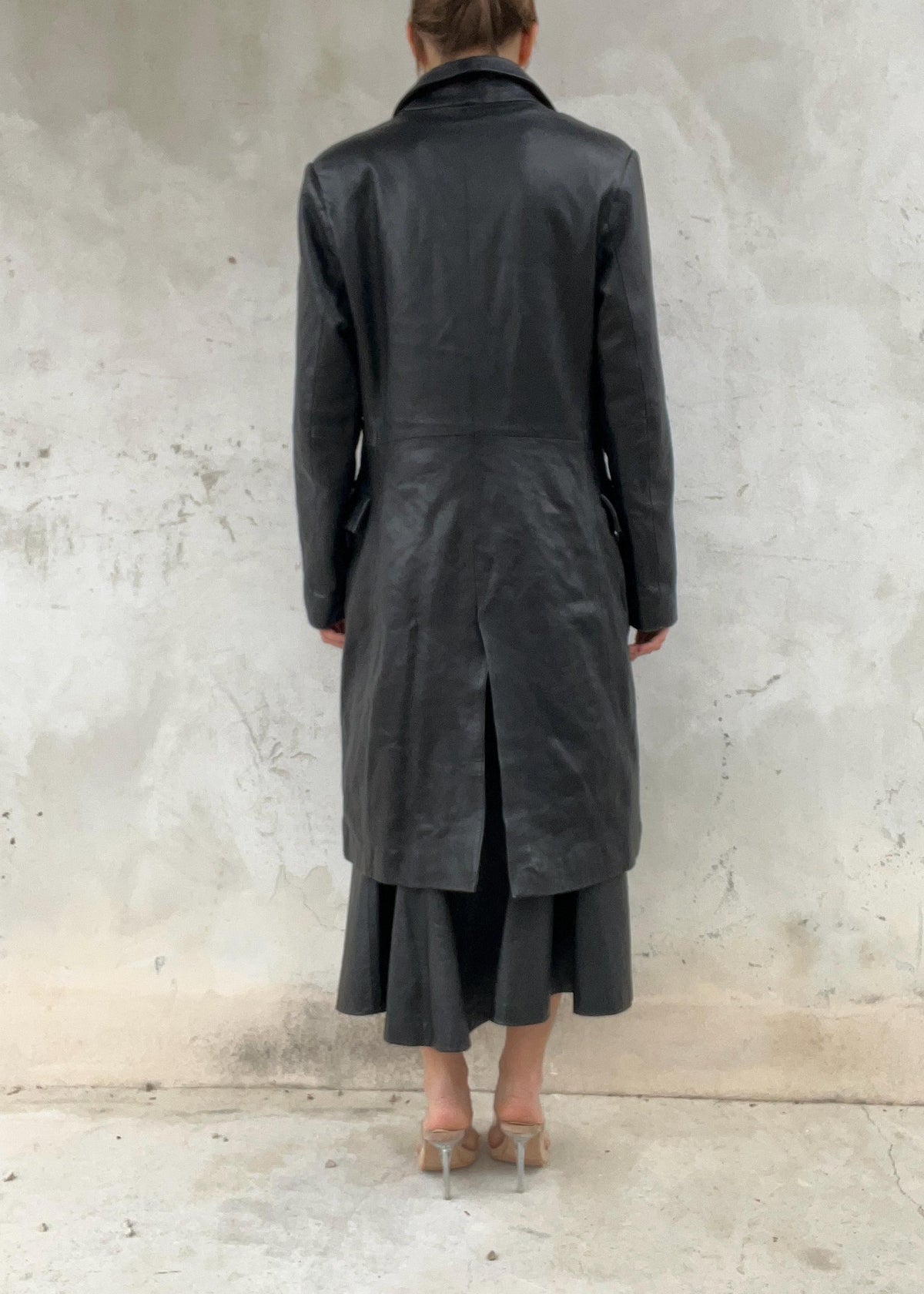 Trench Vintage in Pelle Nera Anni '90