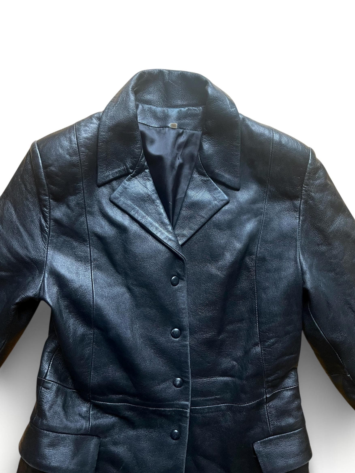 Trench Vintage in Pelle Nera Anni '90