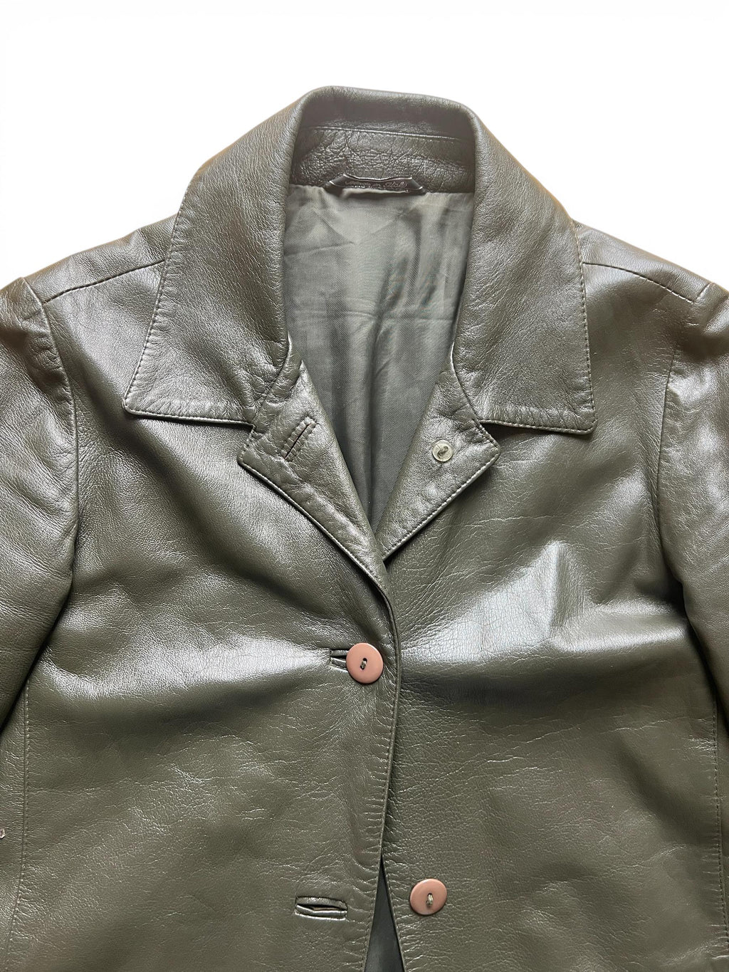 Trench Vintage in Pelle Verde Scuro