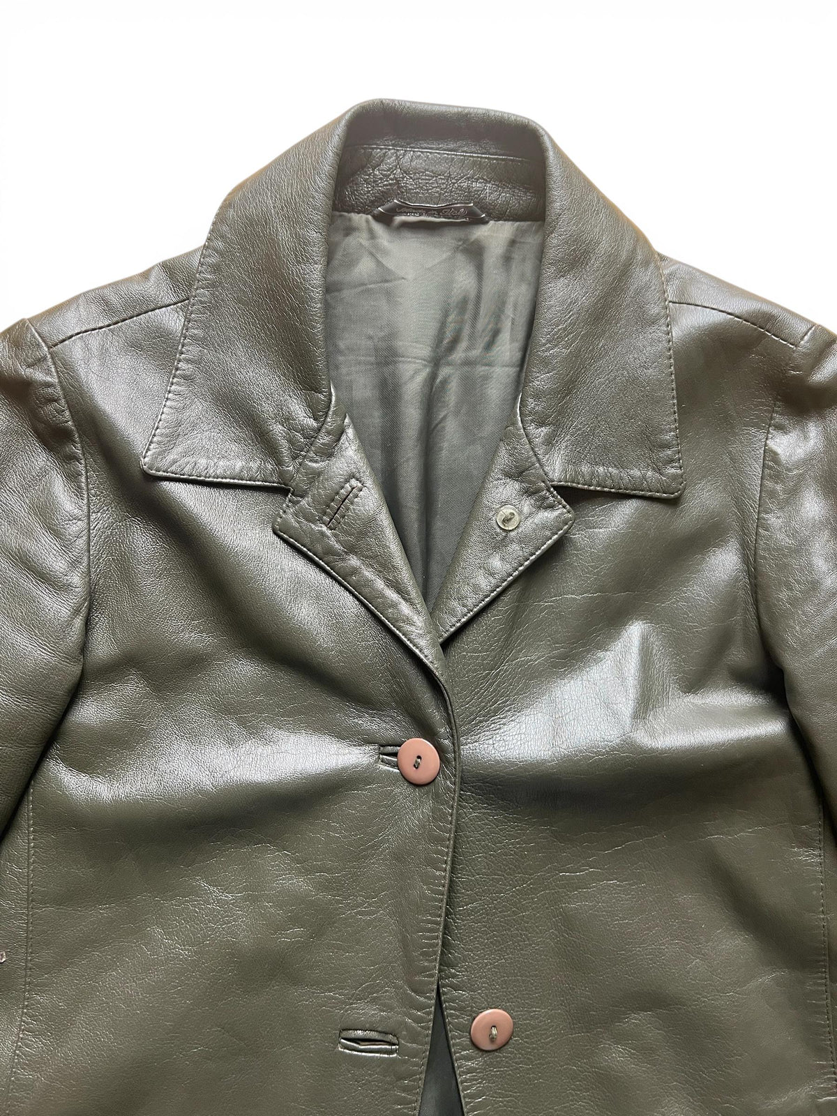 Trench Vintage in Pelle Verde Scuro