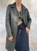 Trench Vintage in Pelle Verde Scuro