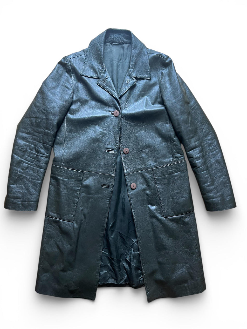 Trench Vintage in Pelle Verde Scuro