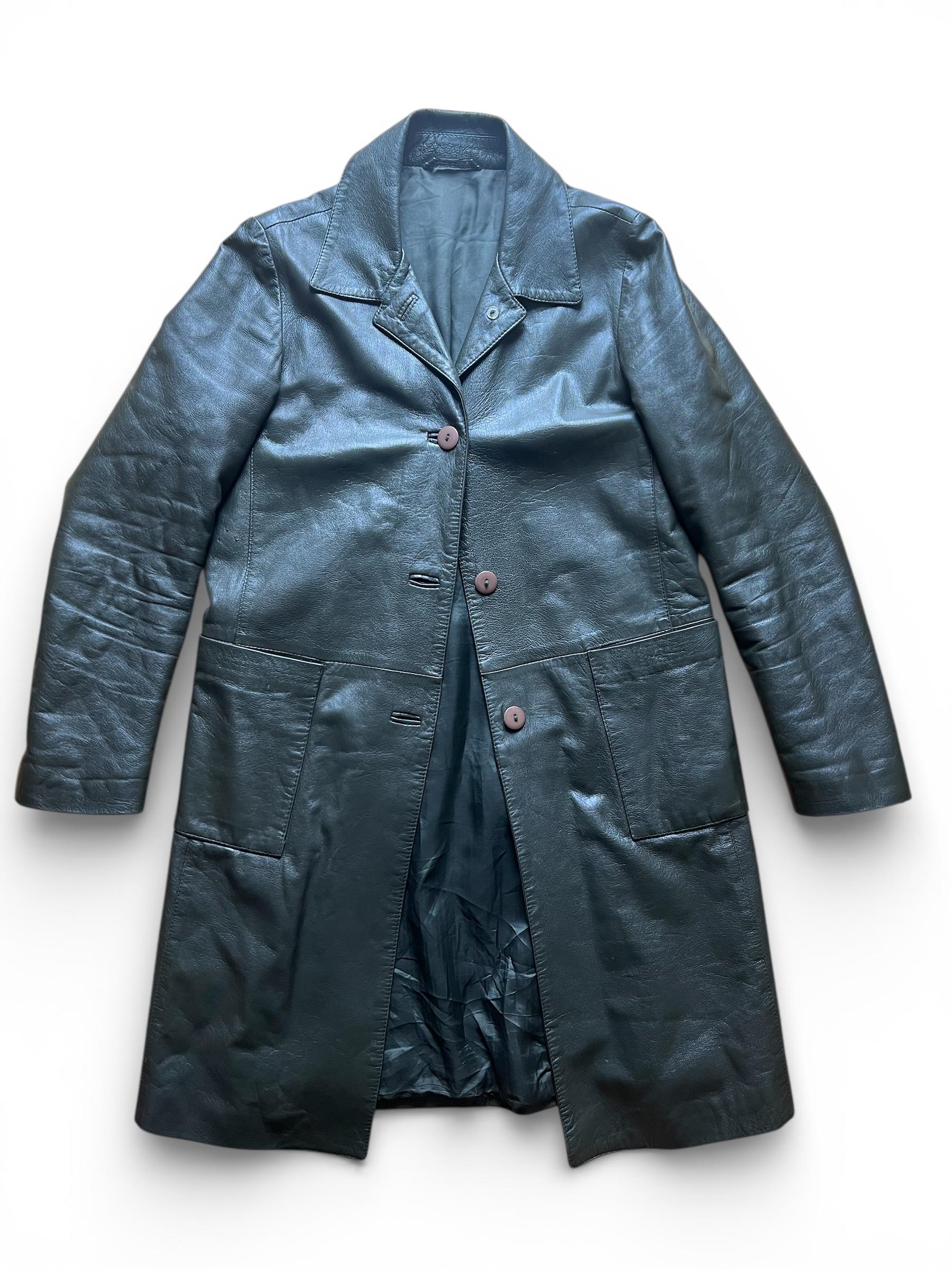 Trench Vintage in Pelle Verde Scuro