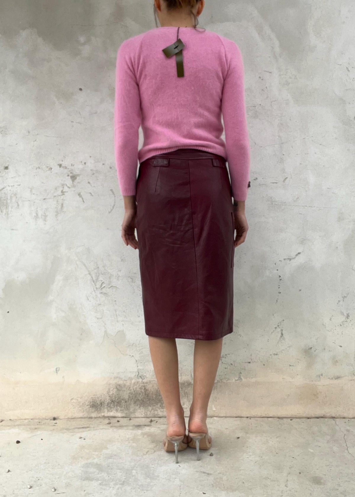 Maglioncino vintage Celine B in angora rosa