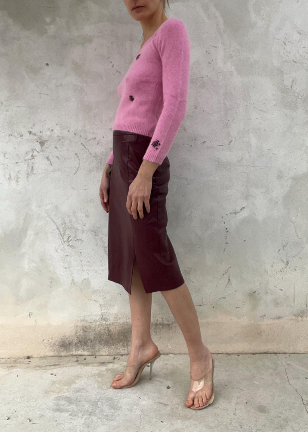 Maglioncino vintage Celine B in angora rosa
