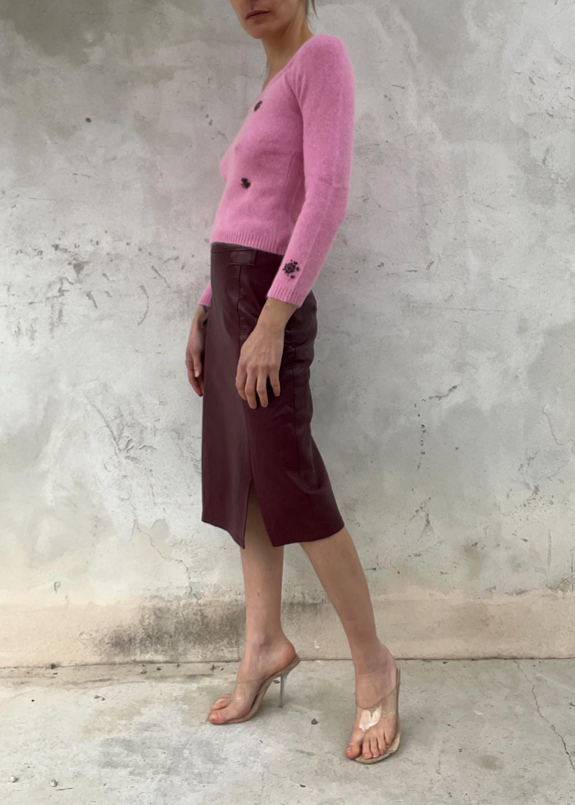 Maglioncino vintage Celine B in angora rosa