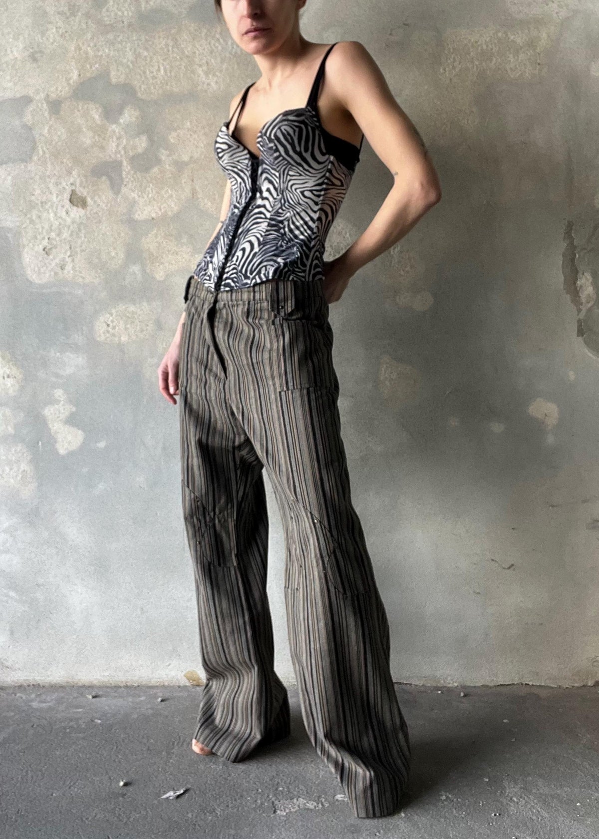 Corsetto stampa zebrata Y2K, bustier vintage animalier