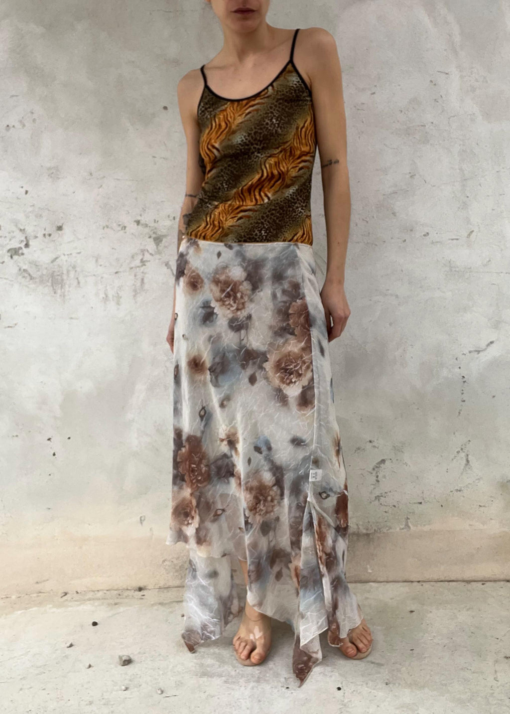Gonna lunga vintage floreale Y2K