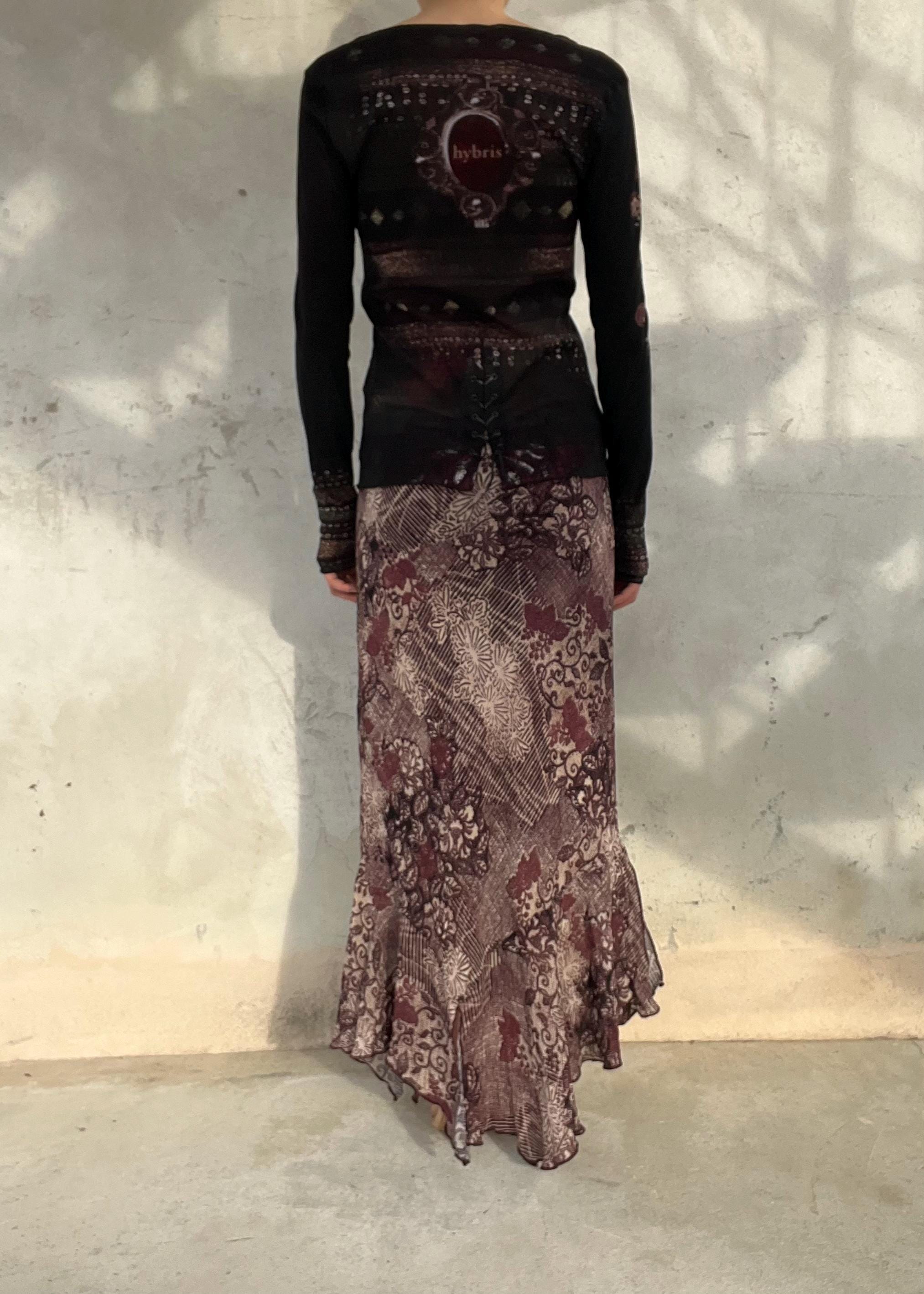 Top mesh trasparente stampato stile gothic Y2K