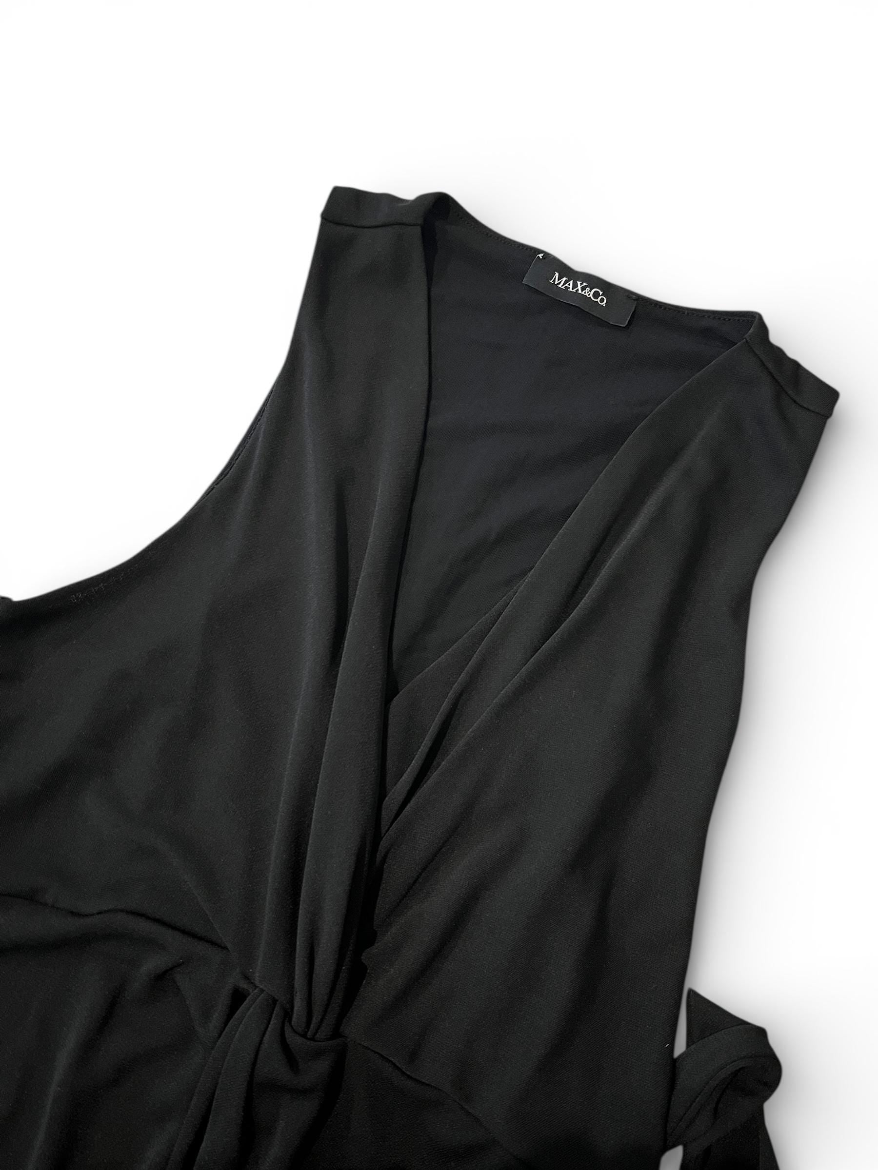 Abito nero drappeggiato MAX&Co - vestito minimal elegante Y2K con nodo frontale
