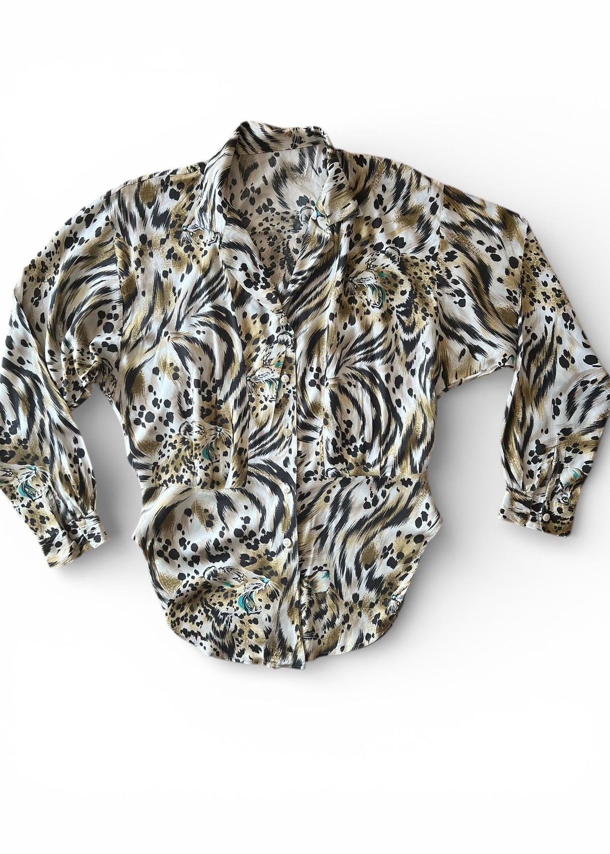 Camicia vintage animalier con stampa leopardo