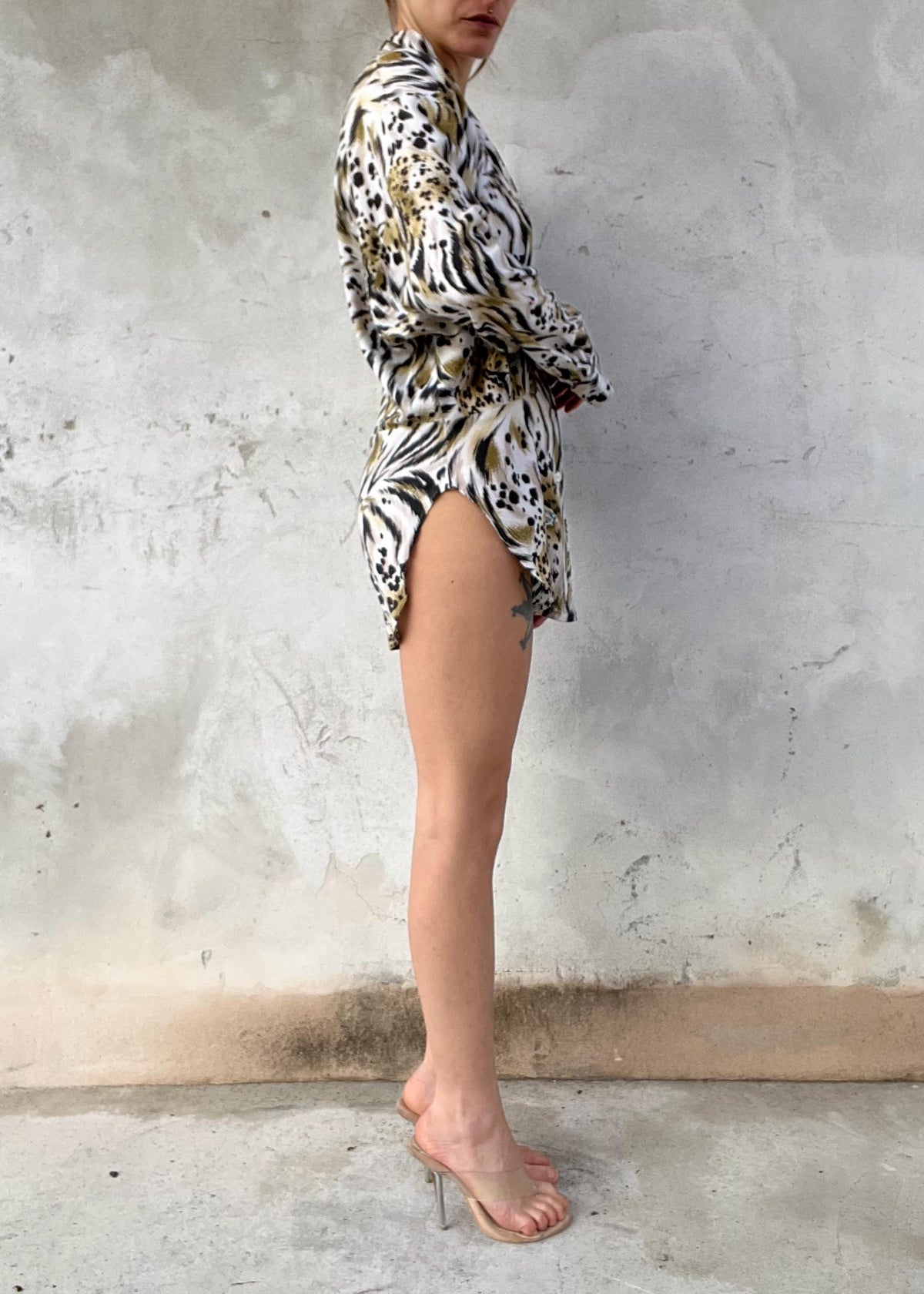 Camicia vintage animalier con stampa leopardo