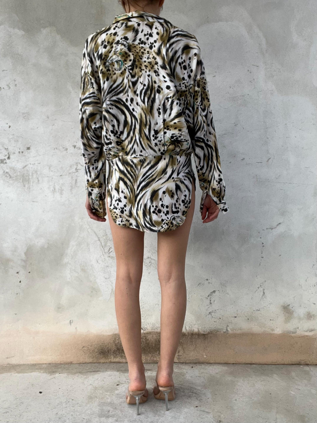 Camicia vintage animalier con stampa leopardo