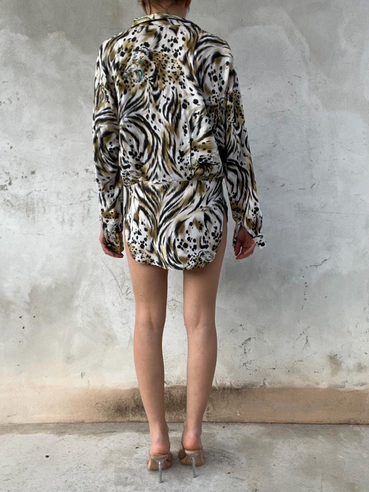 Camicia vintage animalier con stampa leopardo