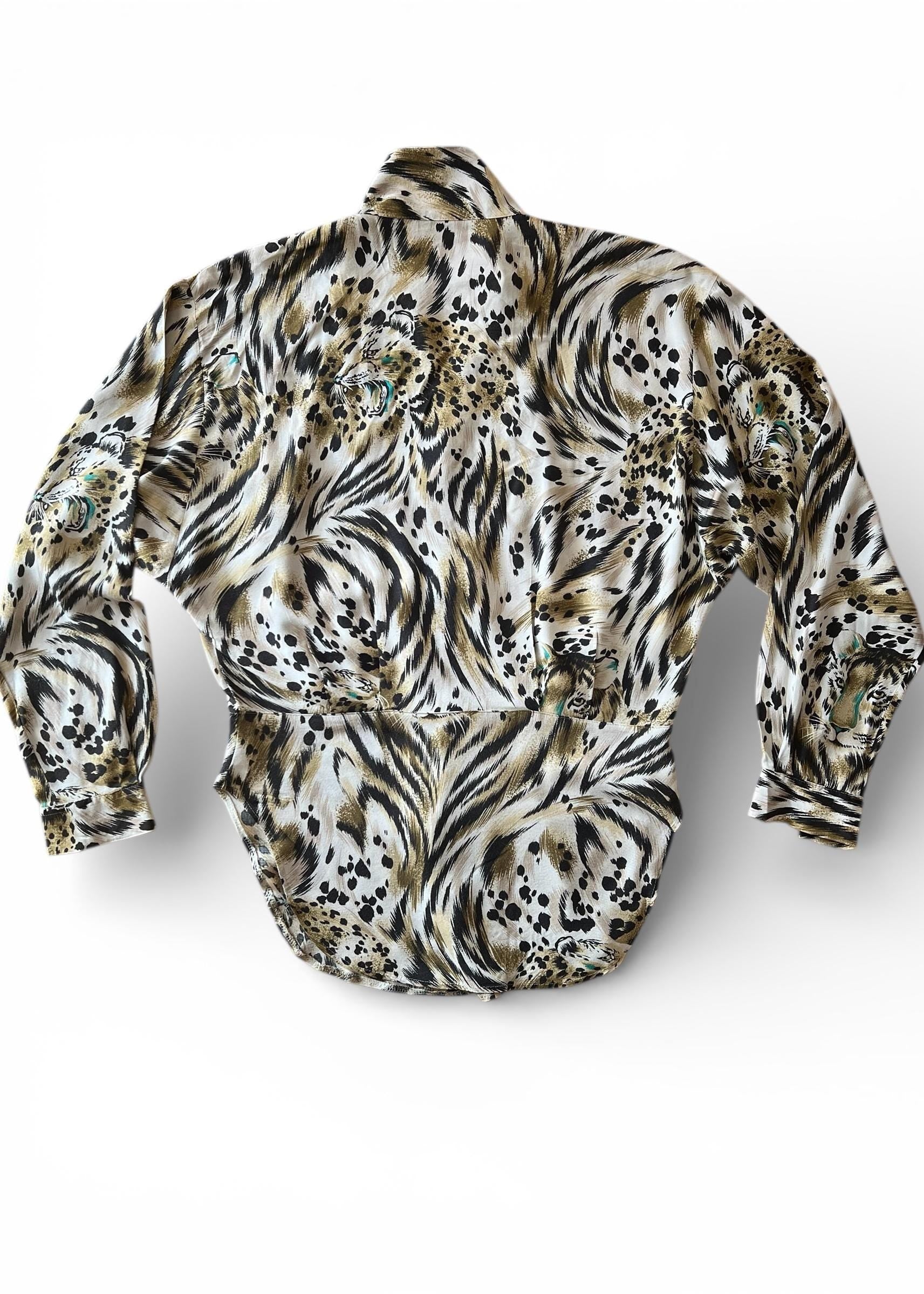 Camicia vintage animalier con stampa leopardo