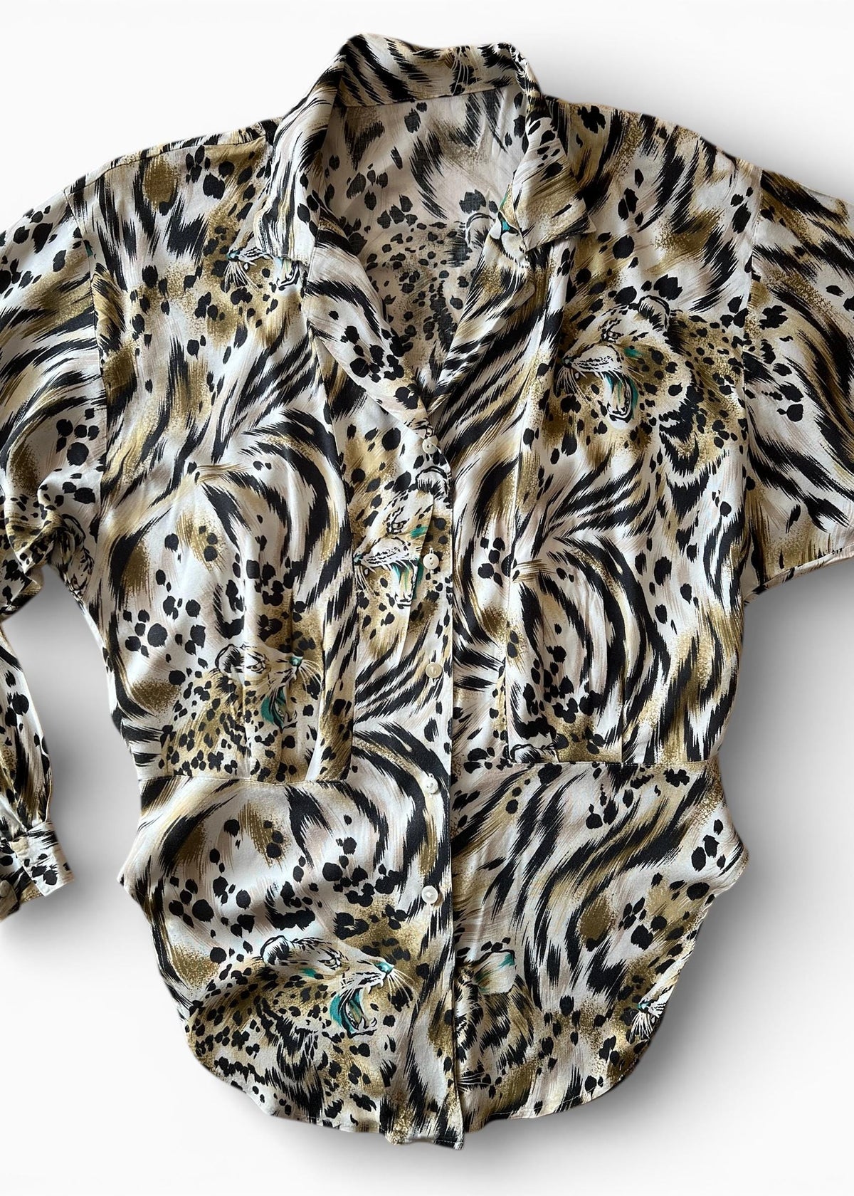 Camicia vintage animalier con stampa leopardo