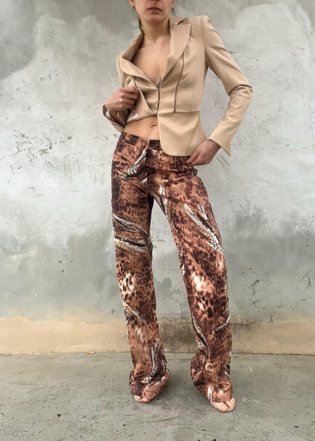 Pantaloni vintage animalier cotone