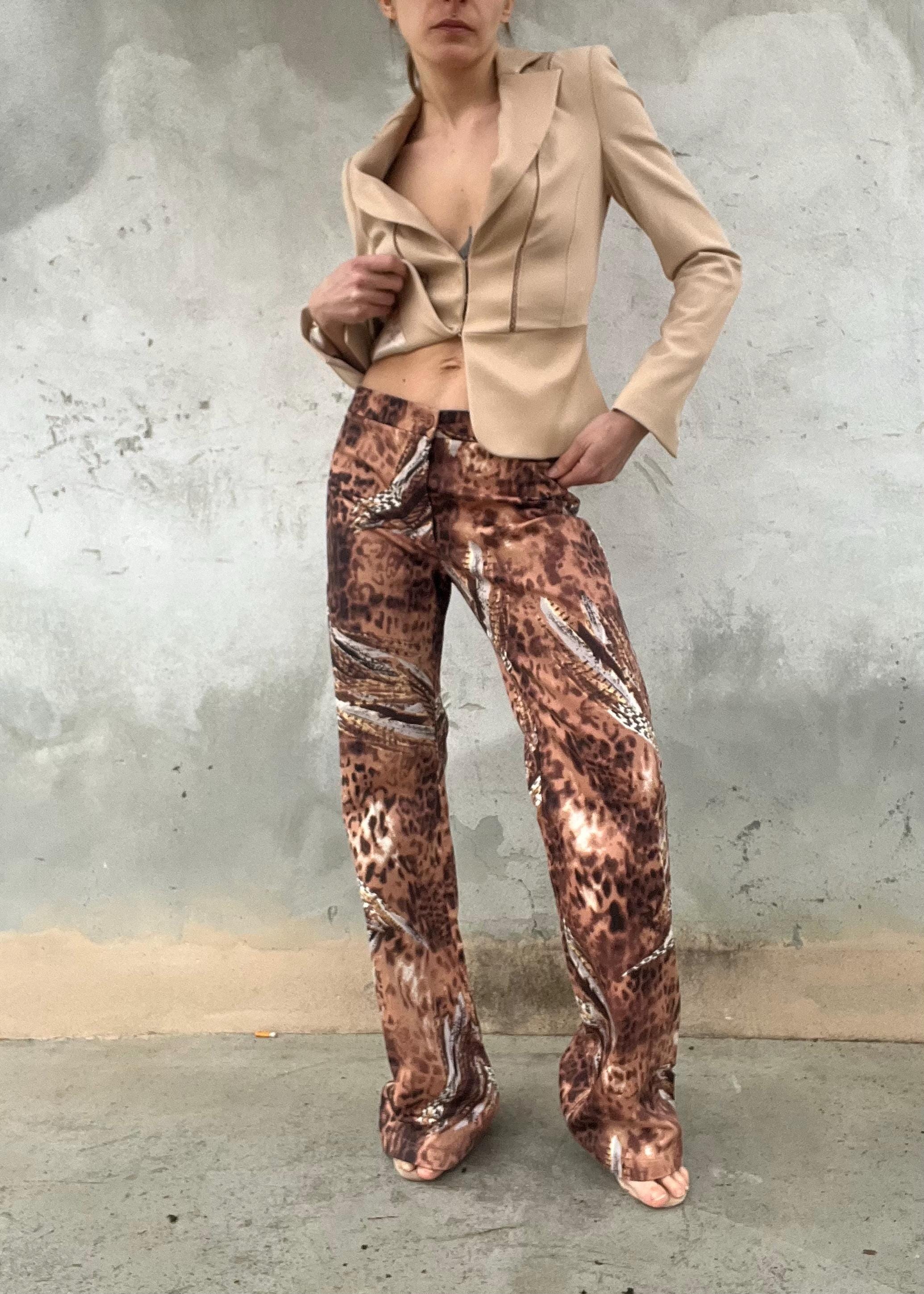 Pantaloni vintage animalier cotone