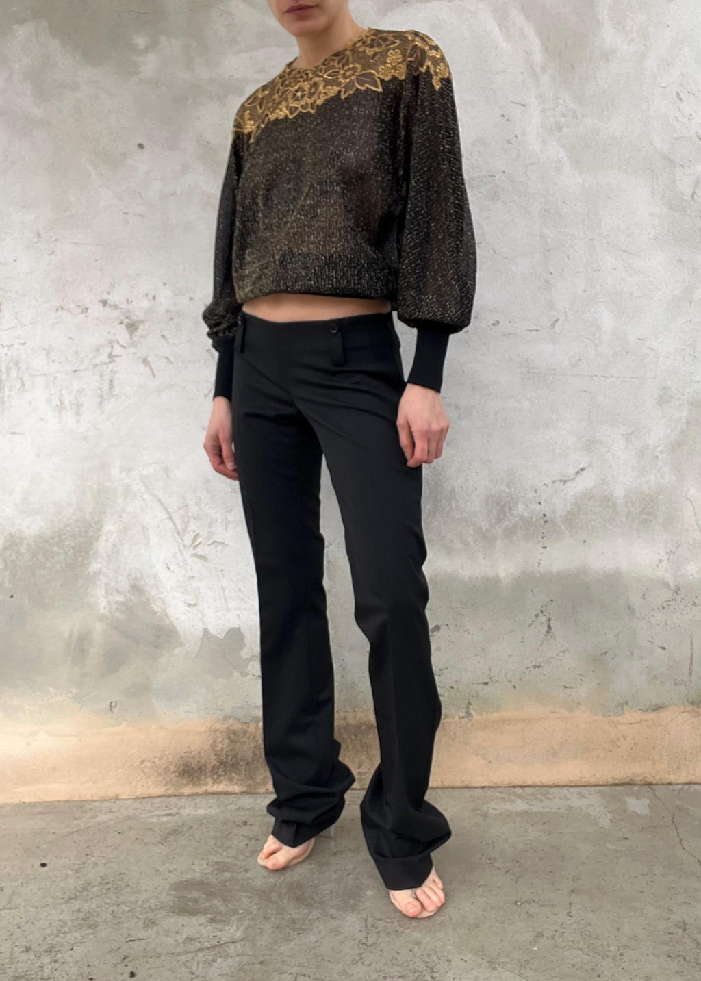 Pantaloni vintage Celyn b. vita bassissima neri