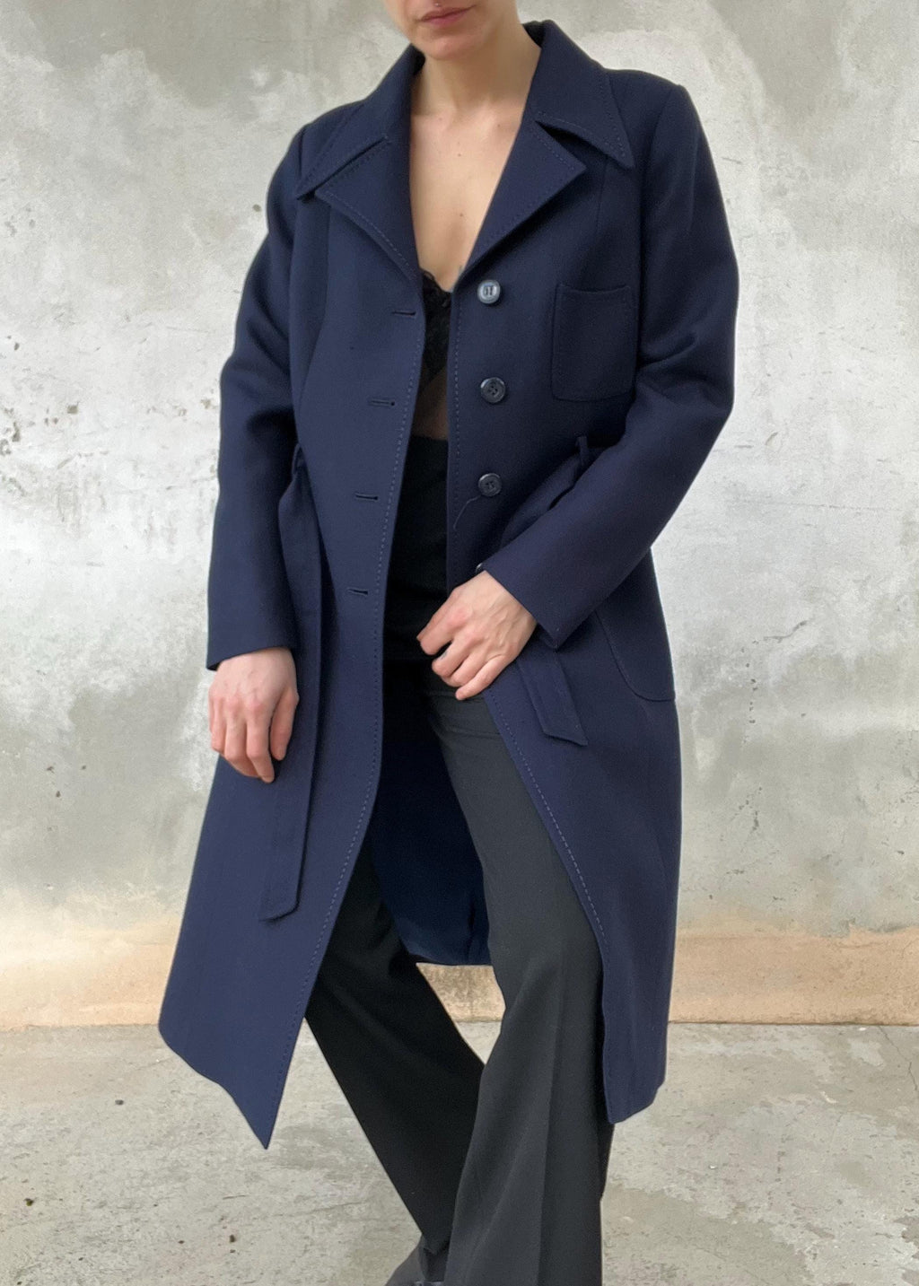 Cappotto raincoat blu navy vintage