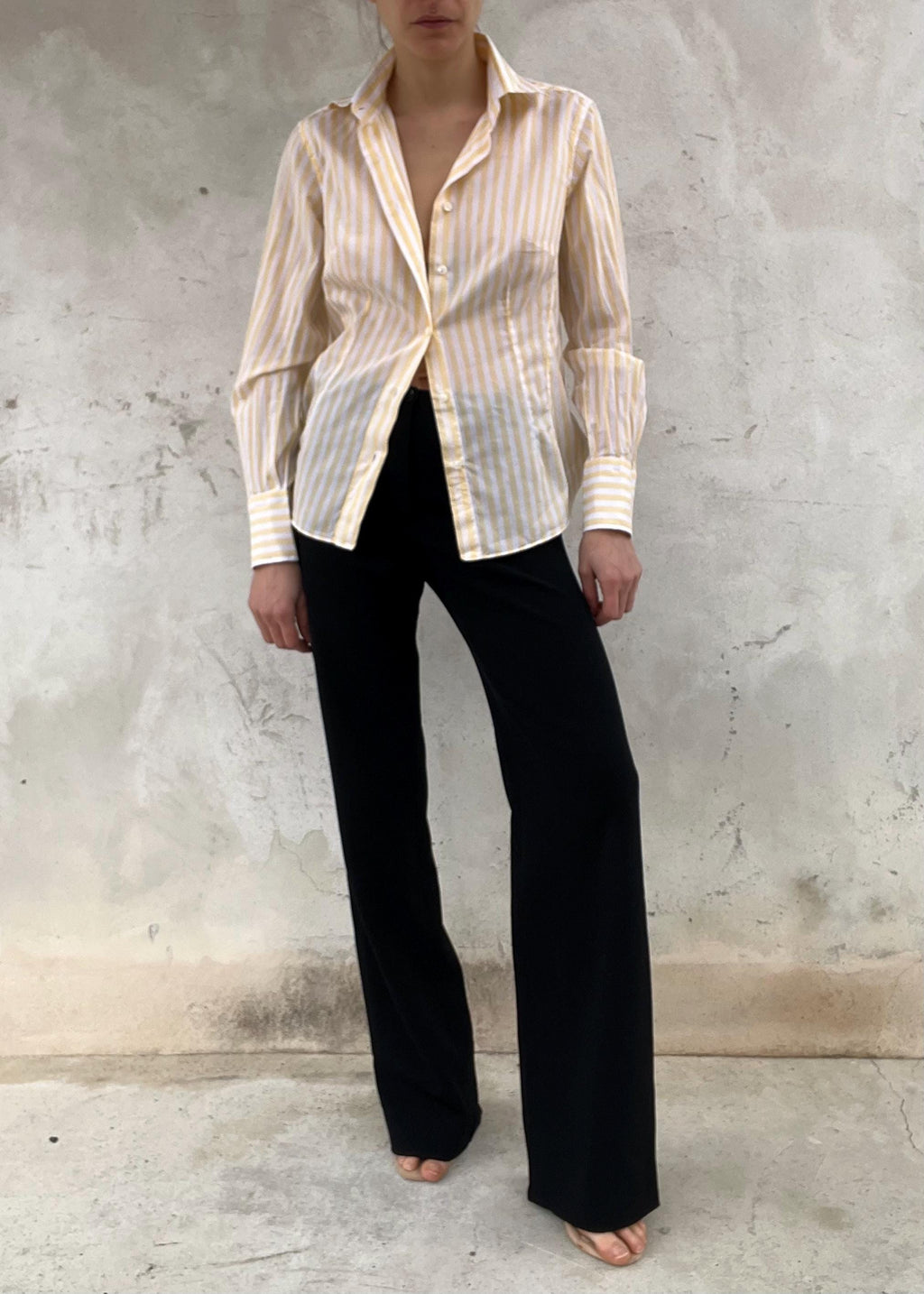 Camicia butter yellow a righe sfiancata
