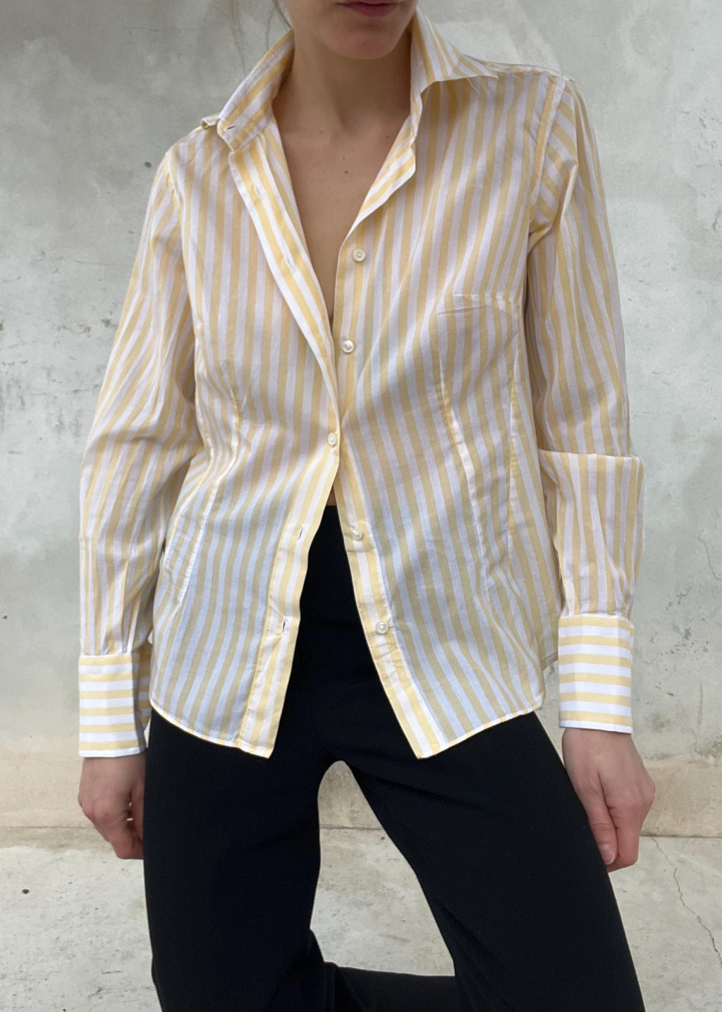 Camicia butter yellow a righe sfiancata