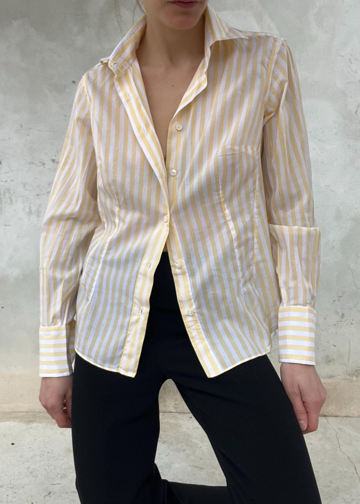 Camicia butter yellow a righe sfiancata