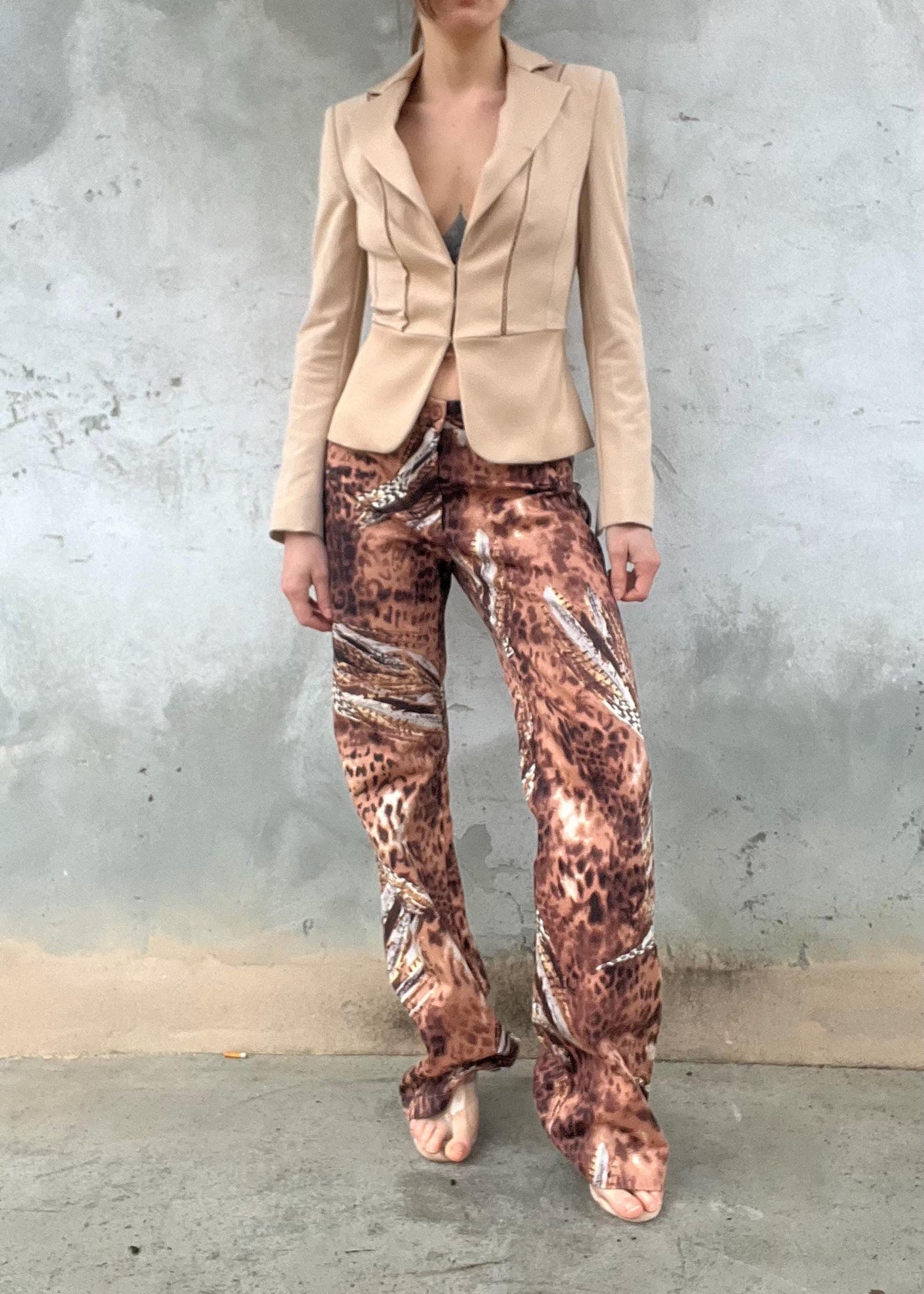 Pantaloni vintage animalier cotone