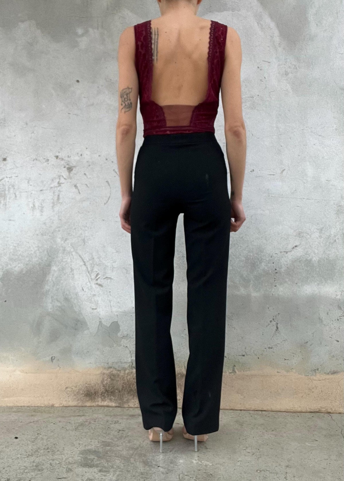 Pantalone Nero Elegante Gamba Dritta Vita Alta Minimal Chic