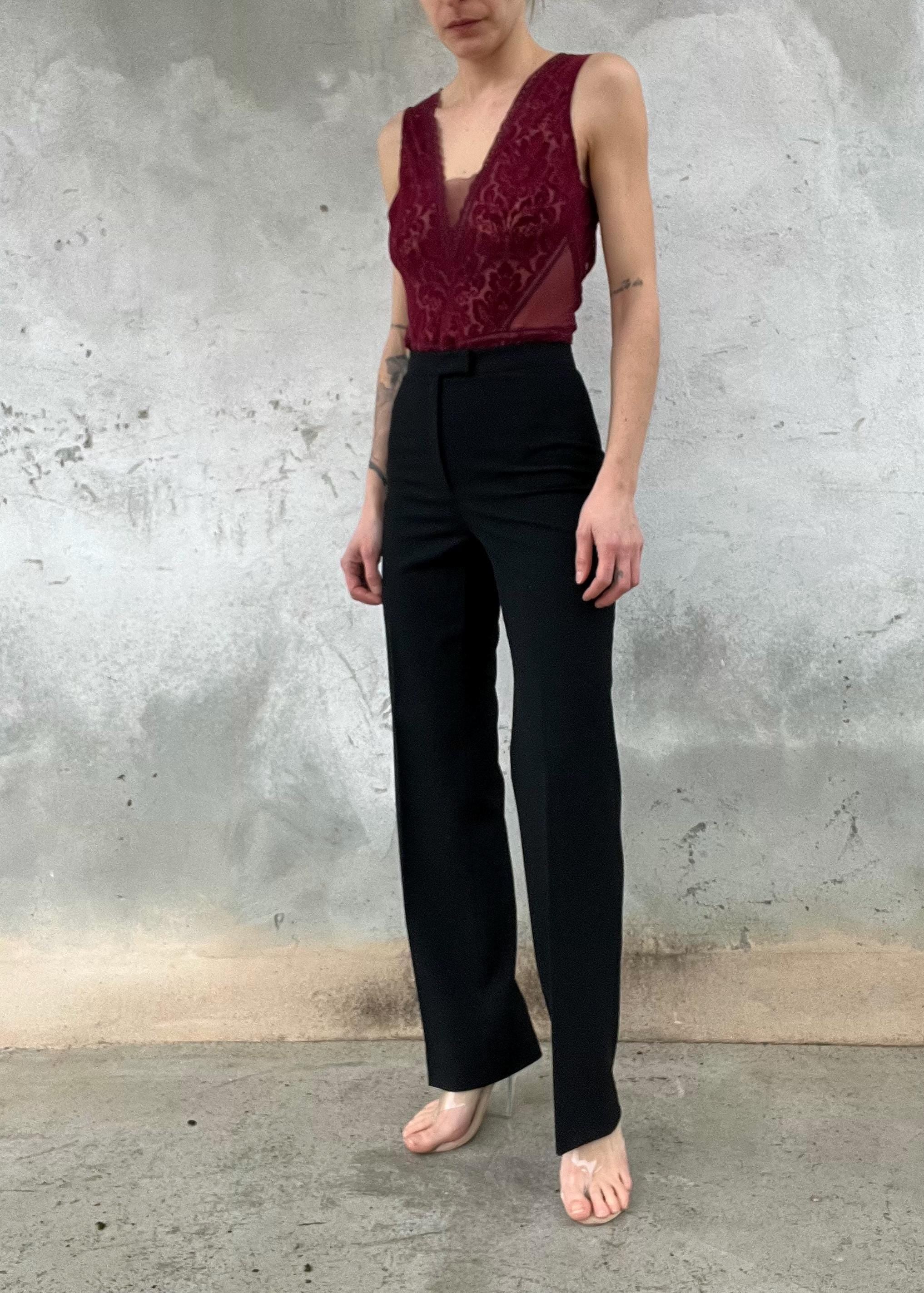 Pantalone Nero Elegante Gamba Dritta Vita Alta Minimal Chic