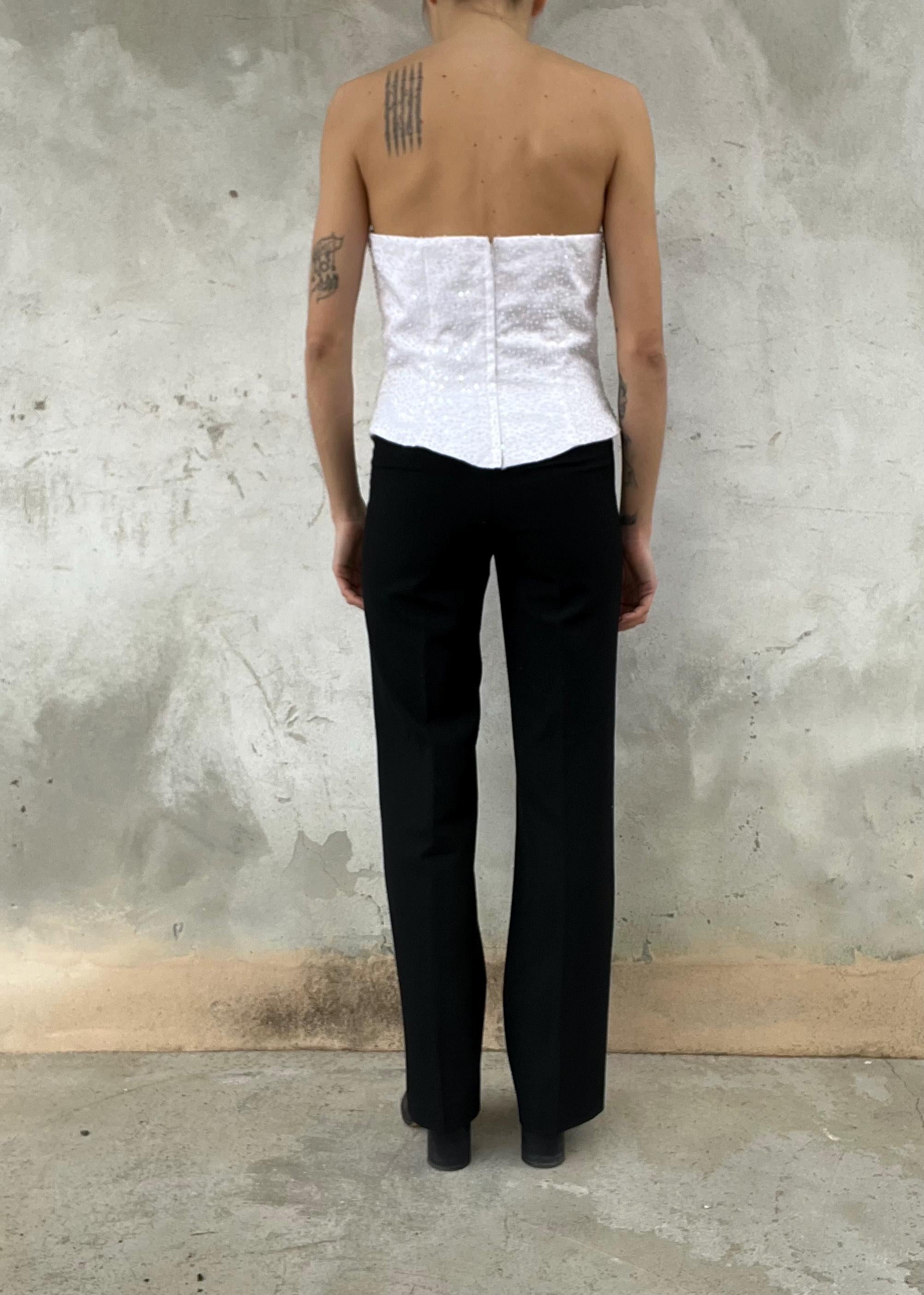 Corpetto vintage bianco con perline e paillettes