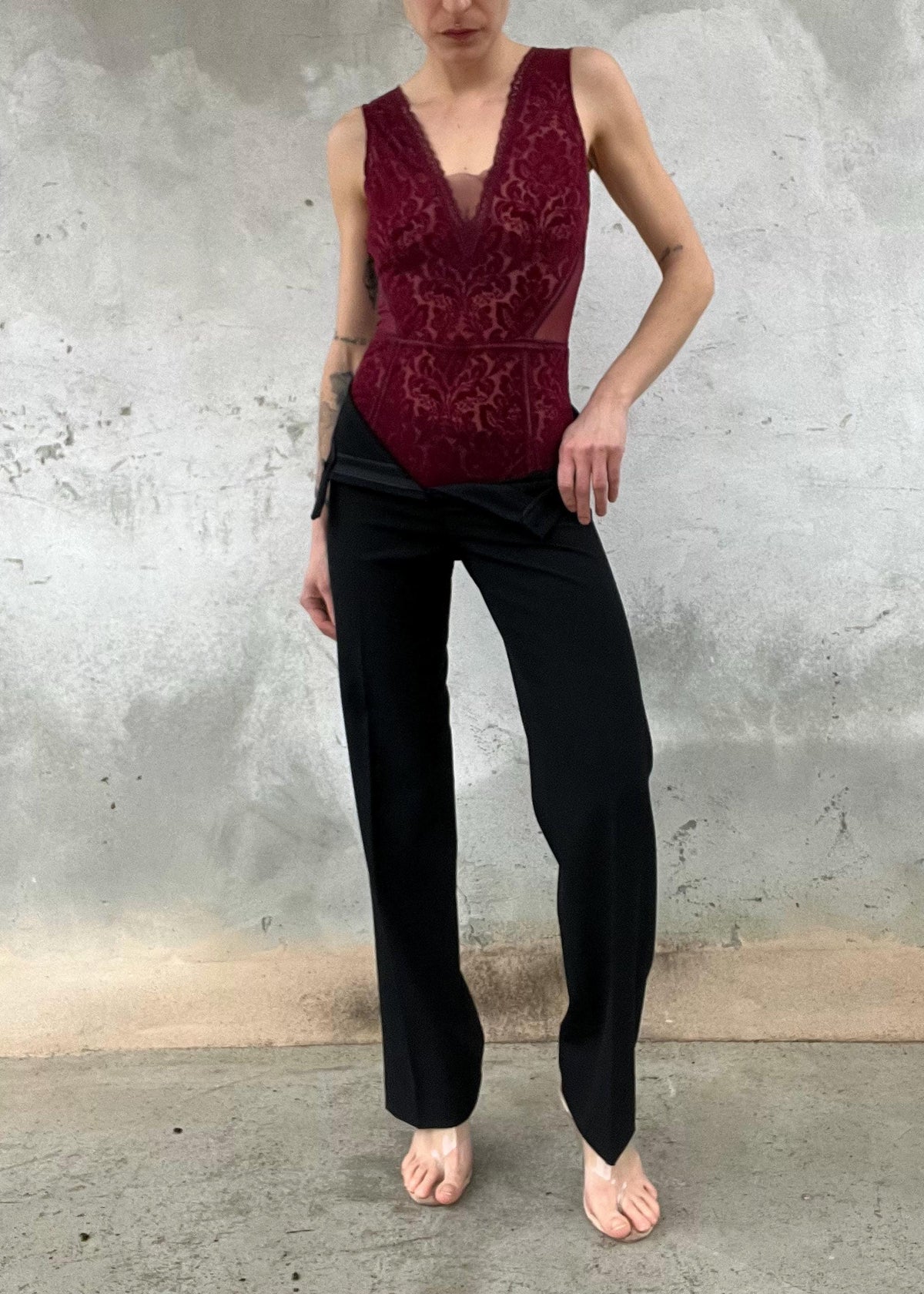 Pantalone Nero Elegante Gamba Dritta Vita Alta Minimal Chic
