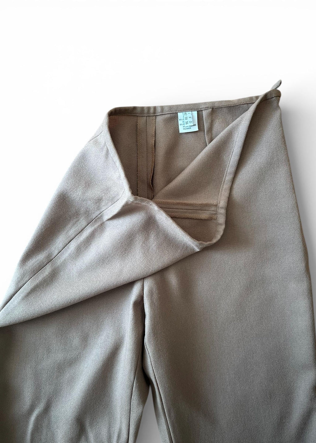 Pantaloni Vintage Beige Misto Lana Vita Alta Wide Leg Minimal
