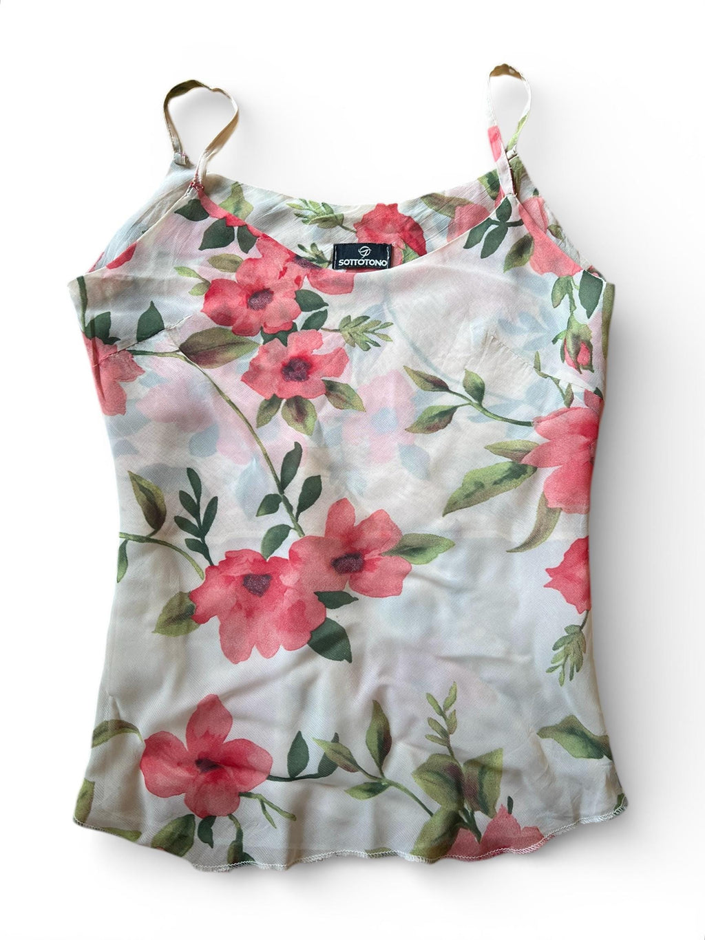 Top vintage Y2K floreale in mesh trasparente